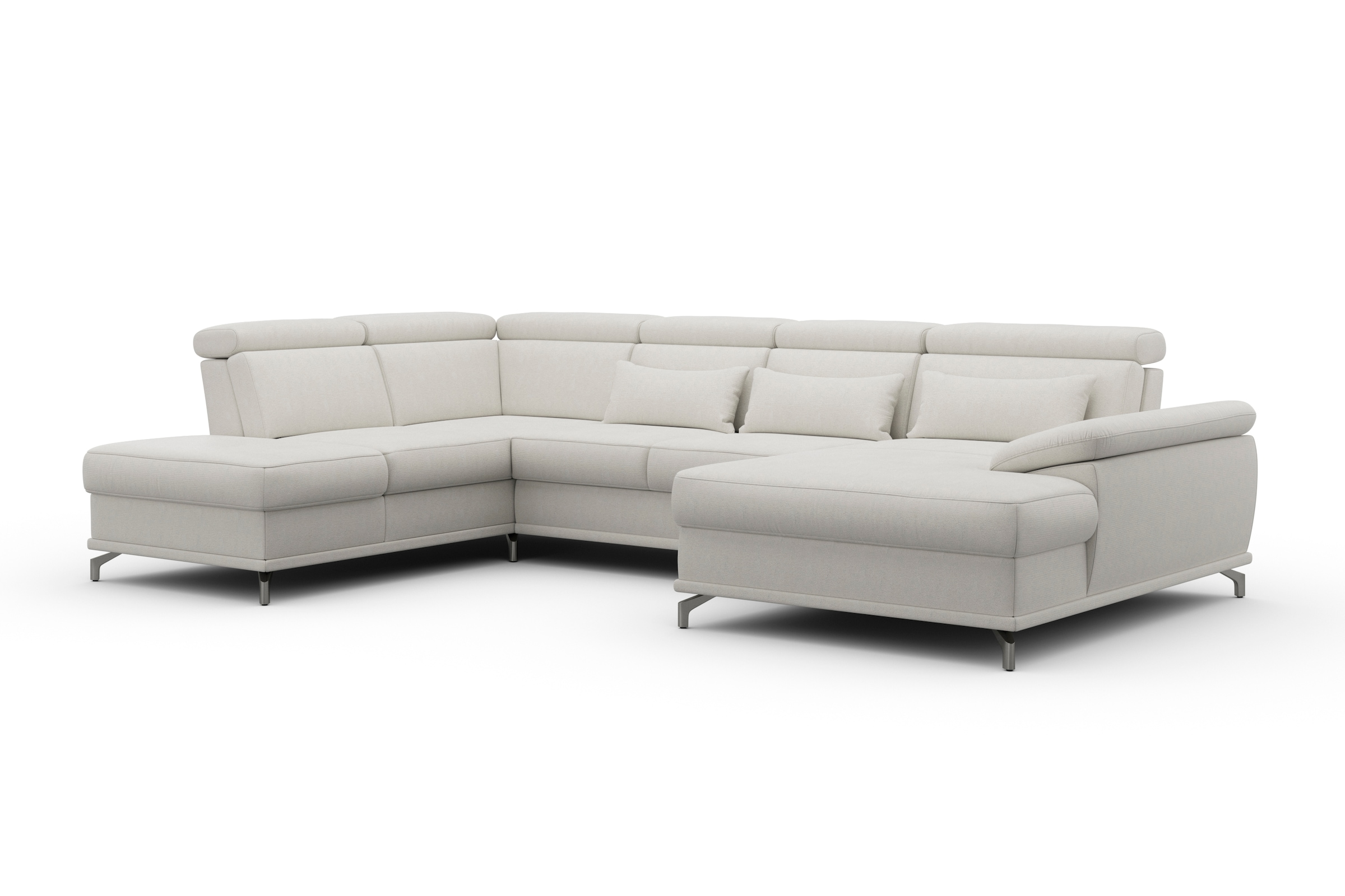 sit&more Wohnlandschaft »Cabrio U-Form, mit Sitztiefenverstellung, Arm- und Kopfteilverstellung«, 3 Nierenkissen, Federkern, optional Bettfunktion und Stauraum