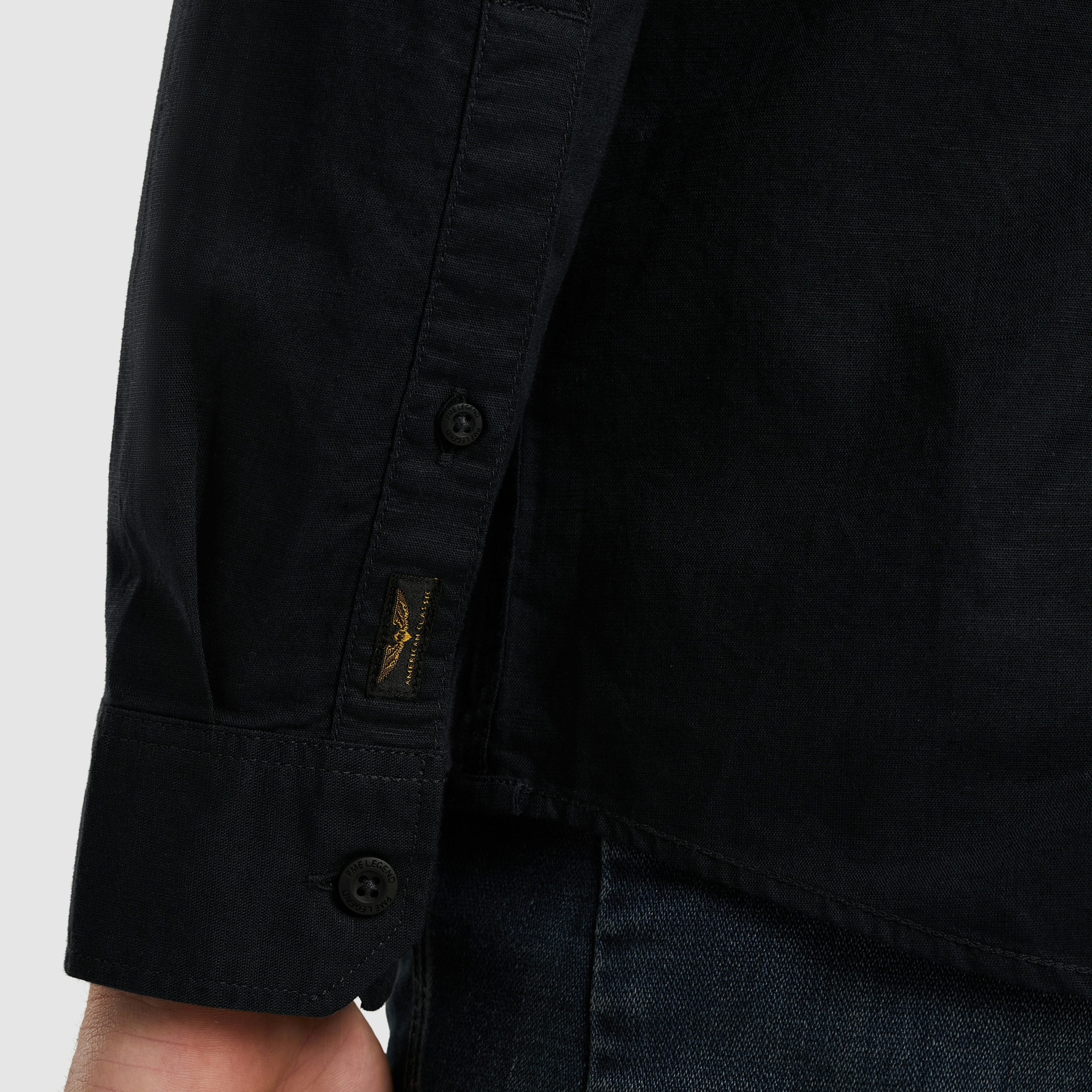 PME LEGEND Langarmhemd »Long Sleeve Shirt Cotton/linen«, mit Brusttaschen und mit Leinen