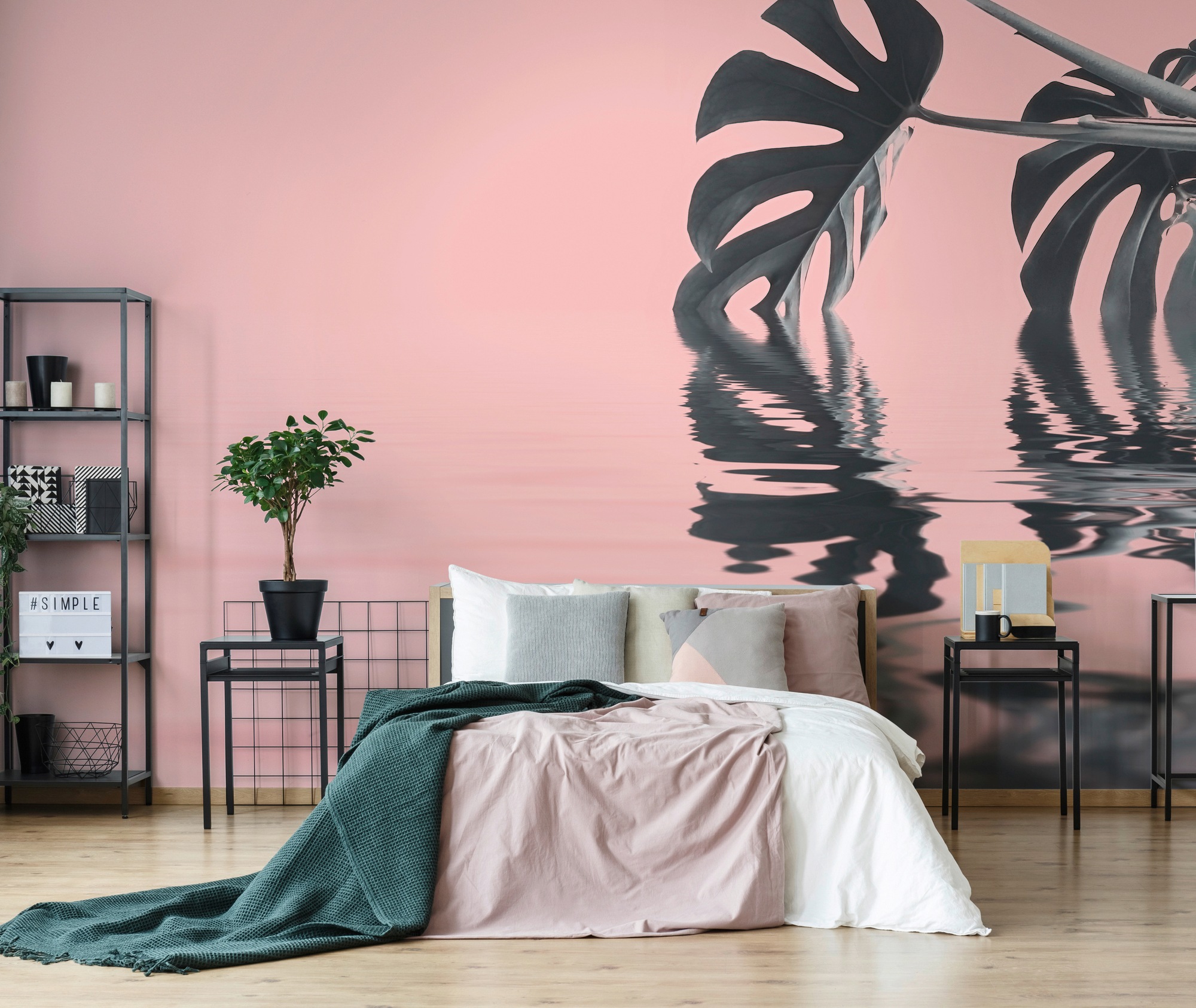 living walls Fototapete »ARTist Monstera Leaf Water« Vlies, Wand, Schräge