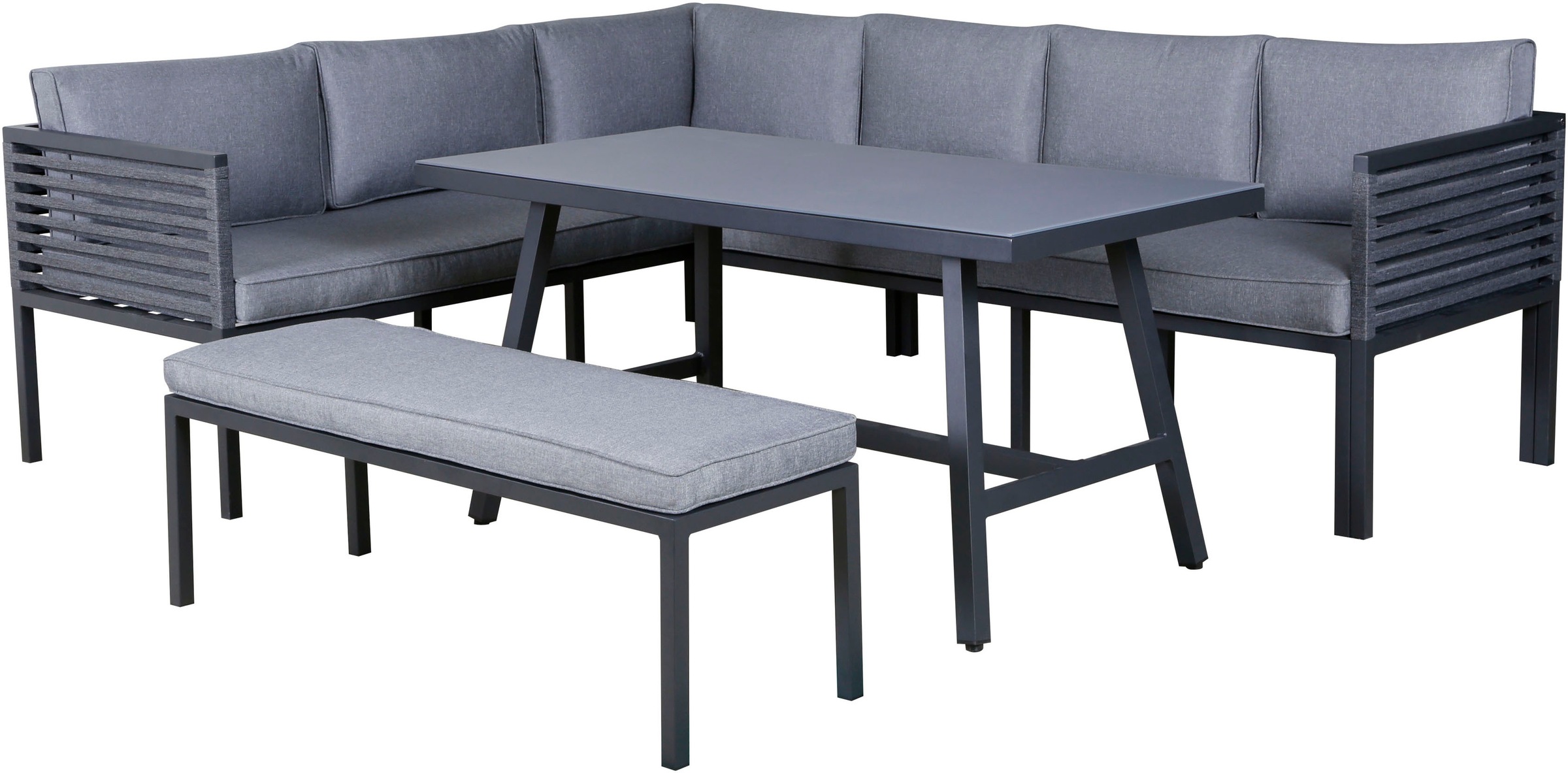 KONIFERA Gartenlounge-Set "Ecklounge "Edessa"" Set, 2x 3er Sofa, Tisch 70x1 günstig online kaufen