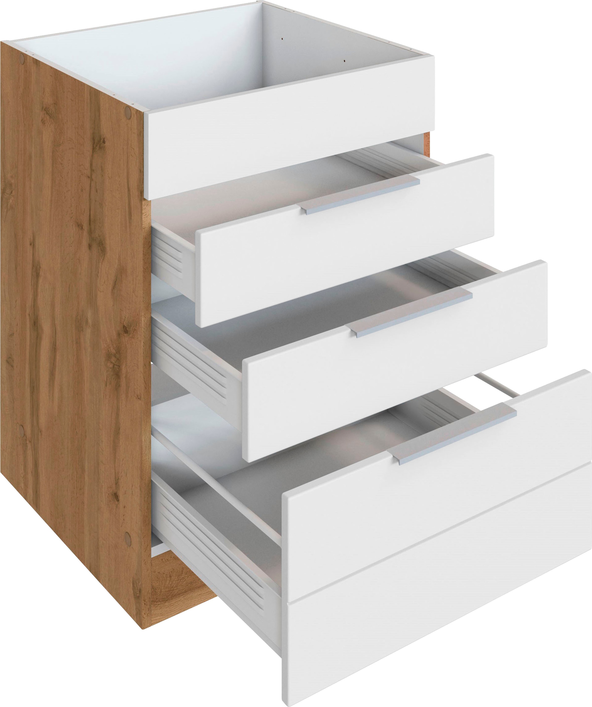 KOCHSTATION Kochfeldumbauschrank »KS-Luhe«, 60 cm breit, hochwertige MDF-Fronten mit waagerechter Lisene