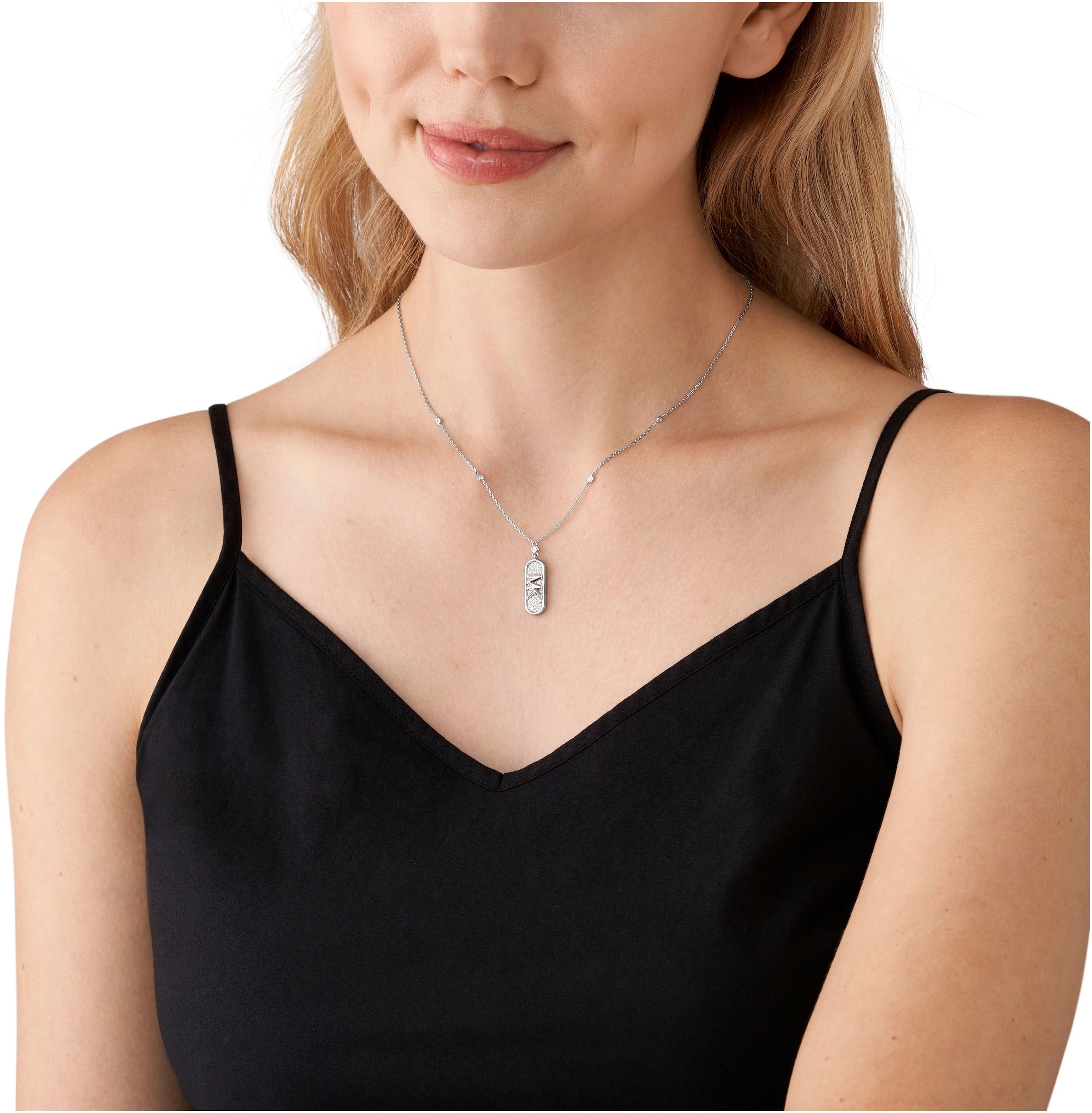 MICHAEL KORS Kette mit Anhänger »Schmuck Geschenk Silber 925 Halsschmuck PAVÉ EMPIRE LINK, MKC1729CZ«, mit Zirkonia (synth.)