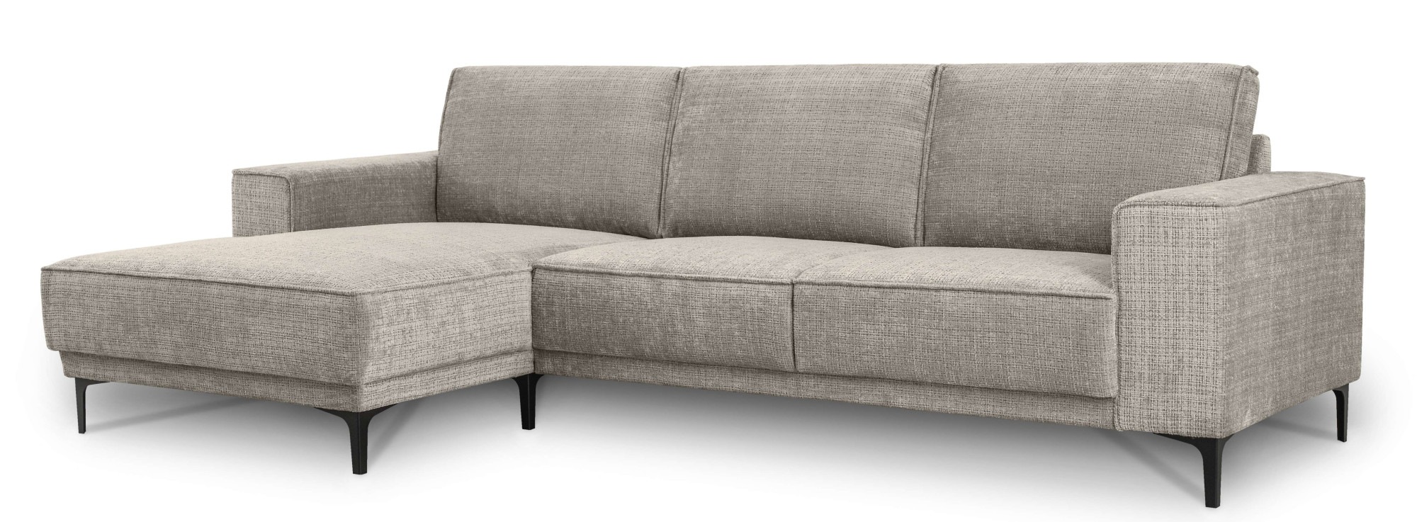 Places of Style Ecksofa »Polsterecke Oland, Struktur, Flachgewebe, Luxus-Microfaser, Boucle«, L-Form, 280 cm, Wellenunterfederung, Skandi-Design, Metallfüße