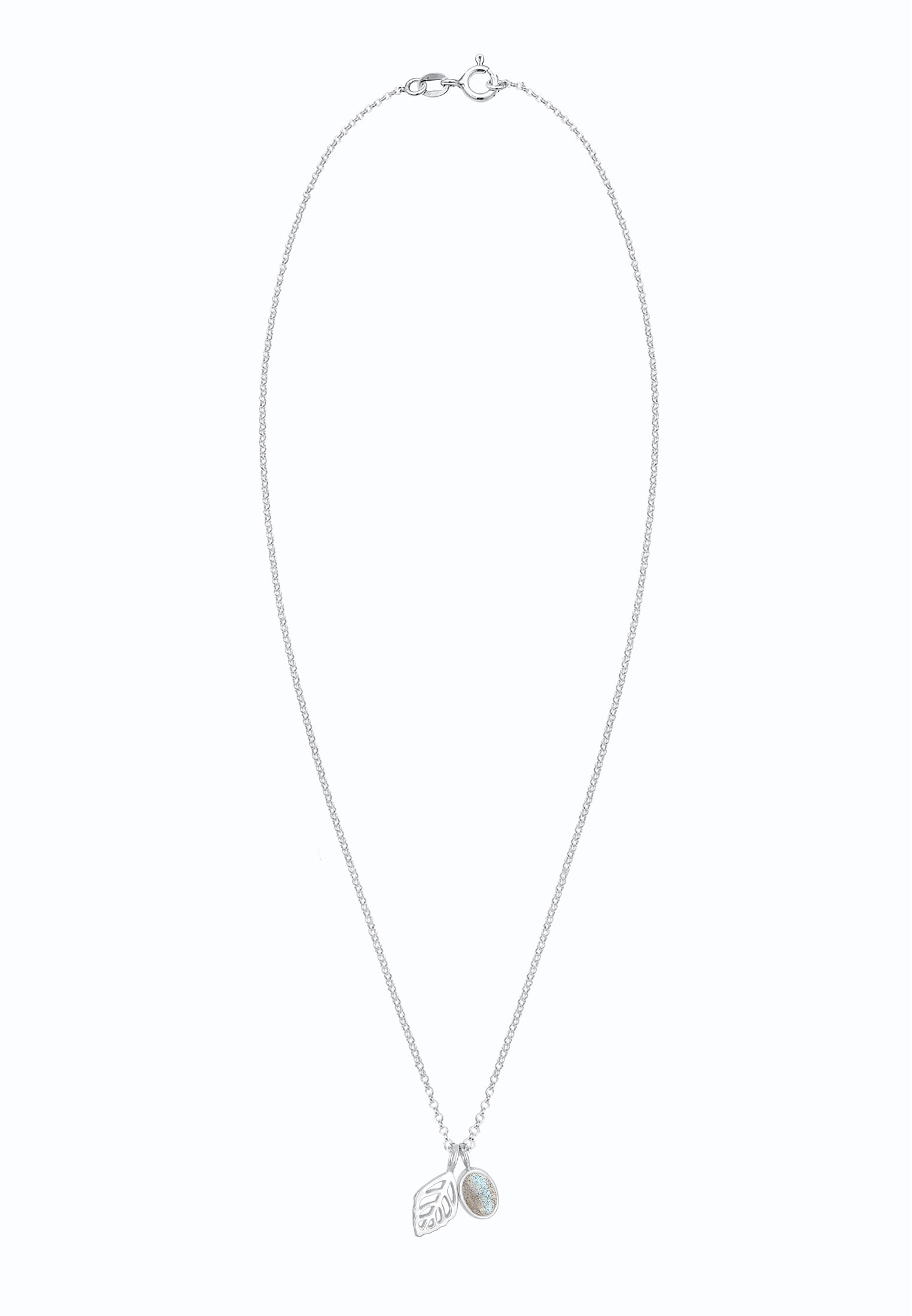 Elli Collierkettchen »Erbskette Blatt und Labradorit Edelstein 925 Sterling Silber«