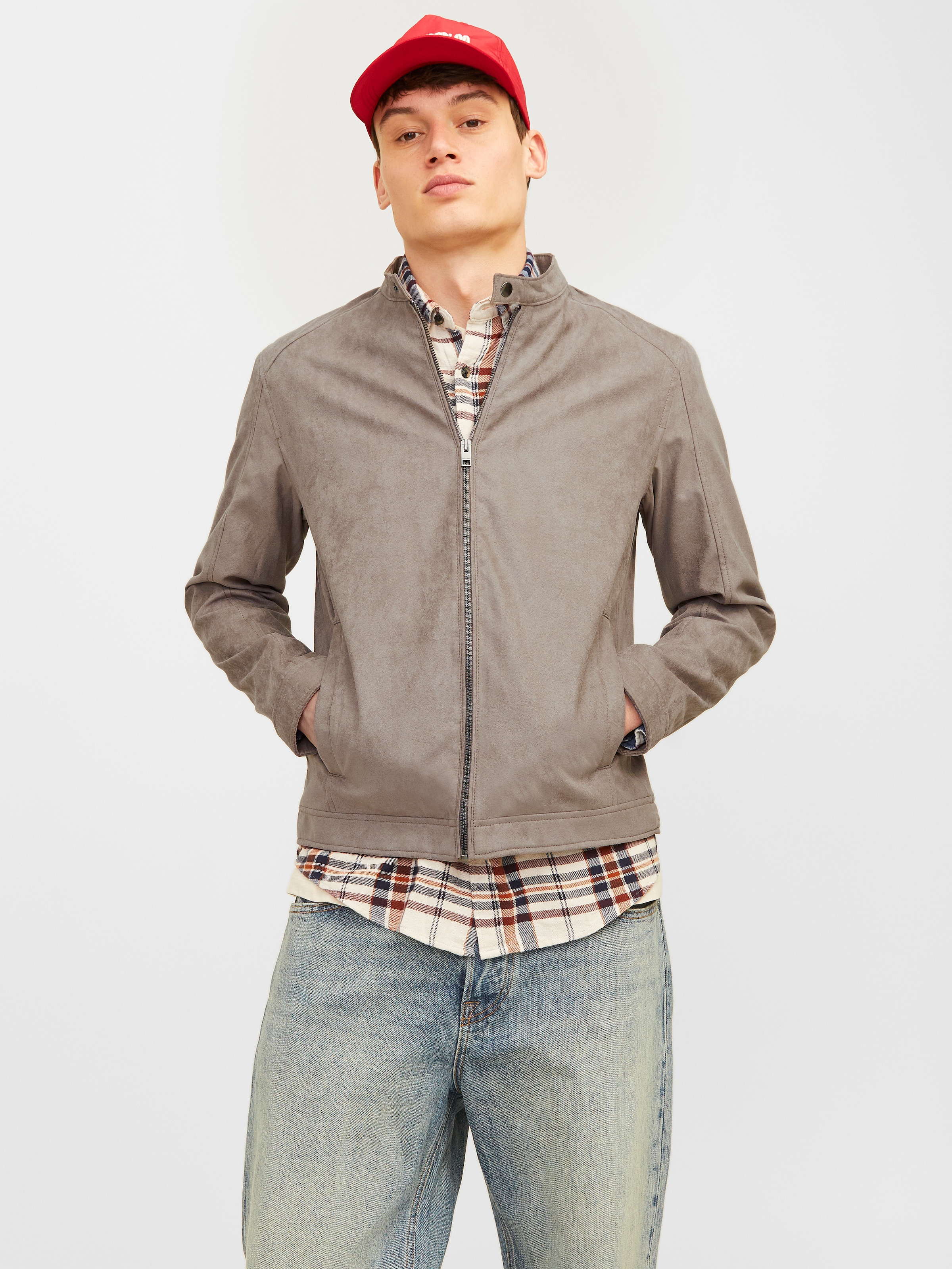 Jack & Jones Lederimitatjacke »JJEDYLAN CLEAN JACKET NOOS« ohne Kapuze mit Bandkargen