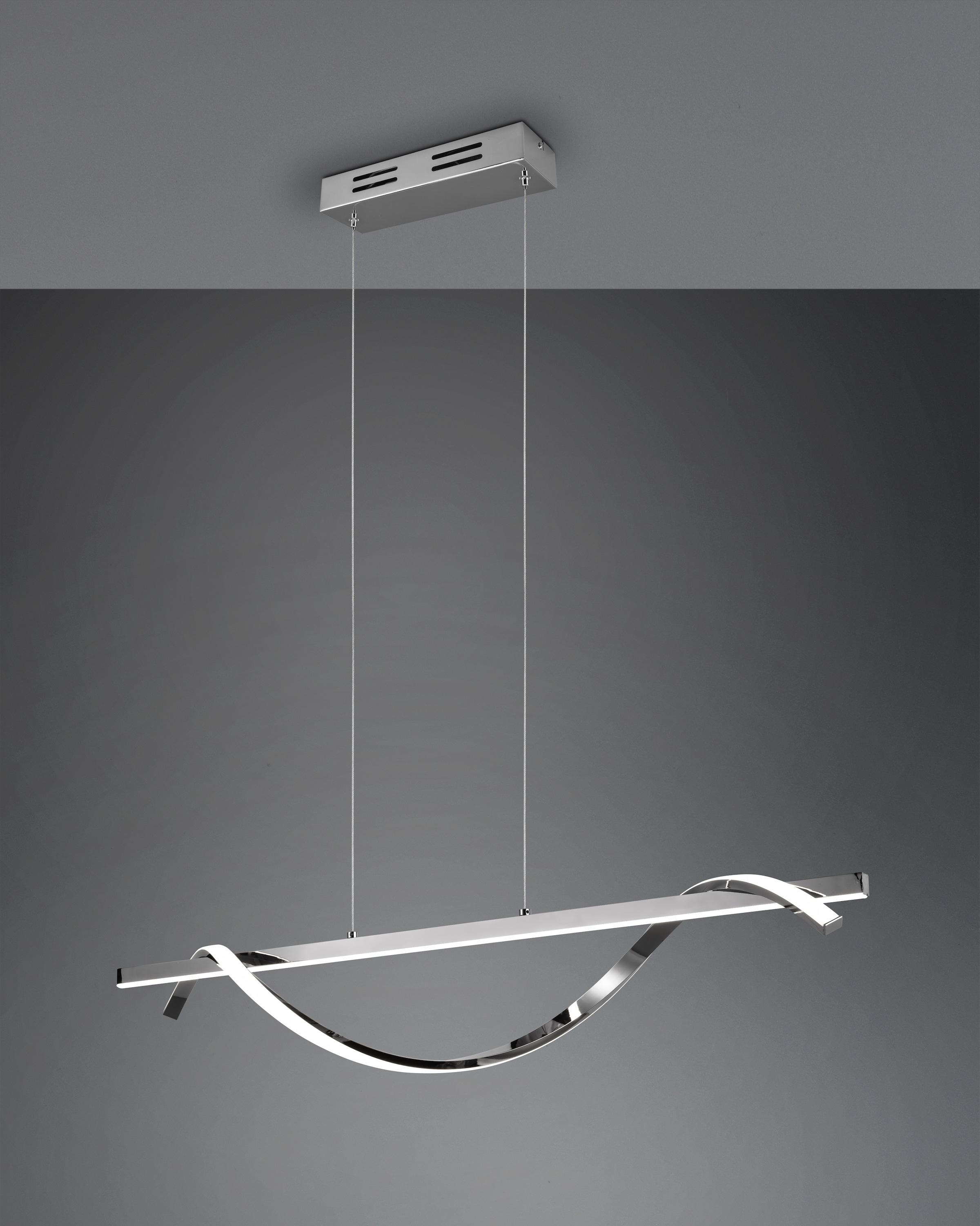 REALITY Leuchten LED Pendelleuchte »ISABEL, Hängelampe 26W LED kaltweiß 4000K 3000 Lumen, höhenverstellbar«, 1 flammig, Leuchtmittel LED-Board | LED fest integriert, 3-Stufen dimmbar über Wandschalter, chrom verspiegelt, max Höhe 150cm