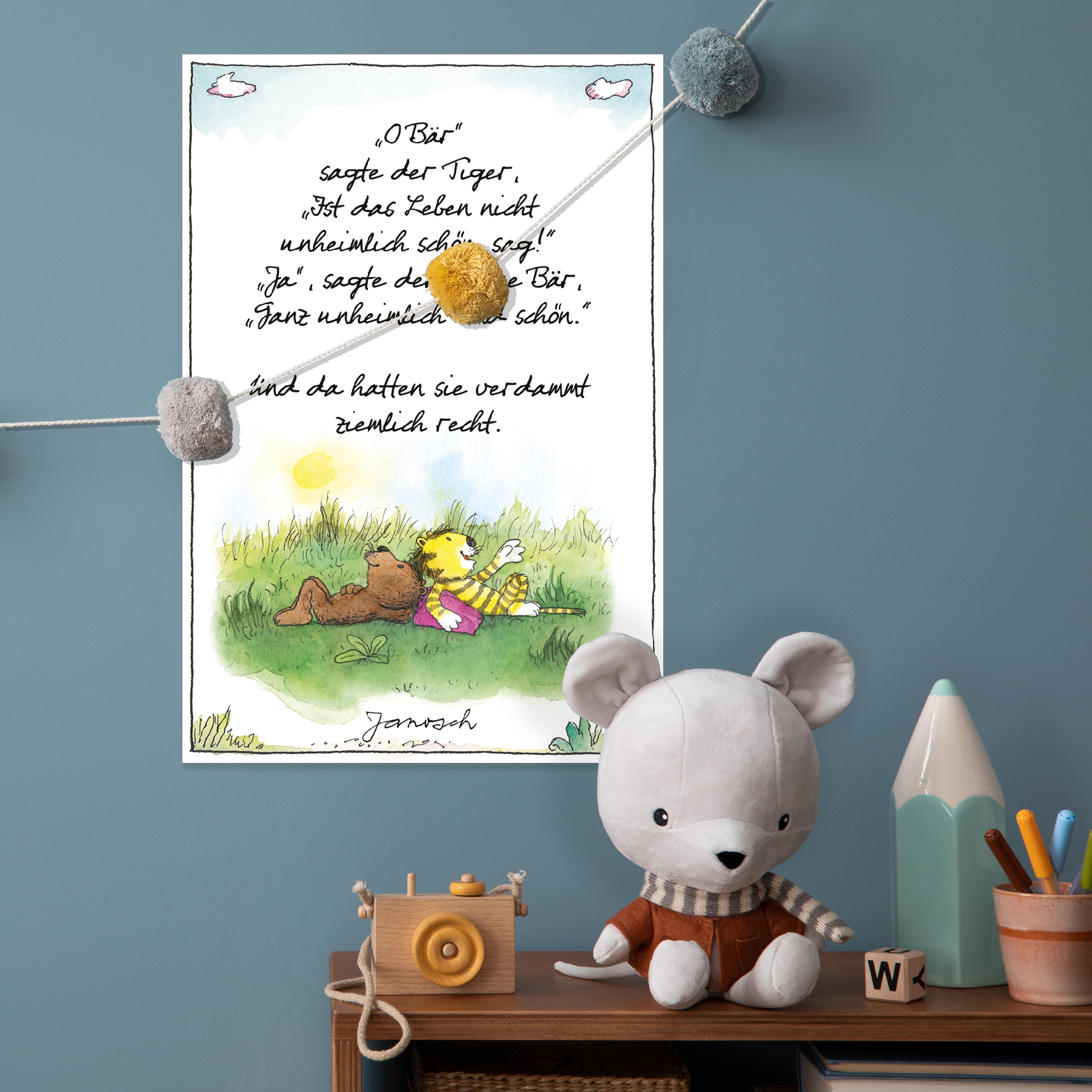 LuckyLinde Wanddekoobjekt "Der kleine Tiger und der kleine Bär - JANOSCH Zitat" Exklusive JANOSCH Kindermotive, Stahlschild