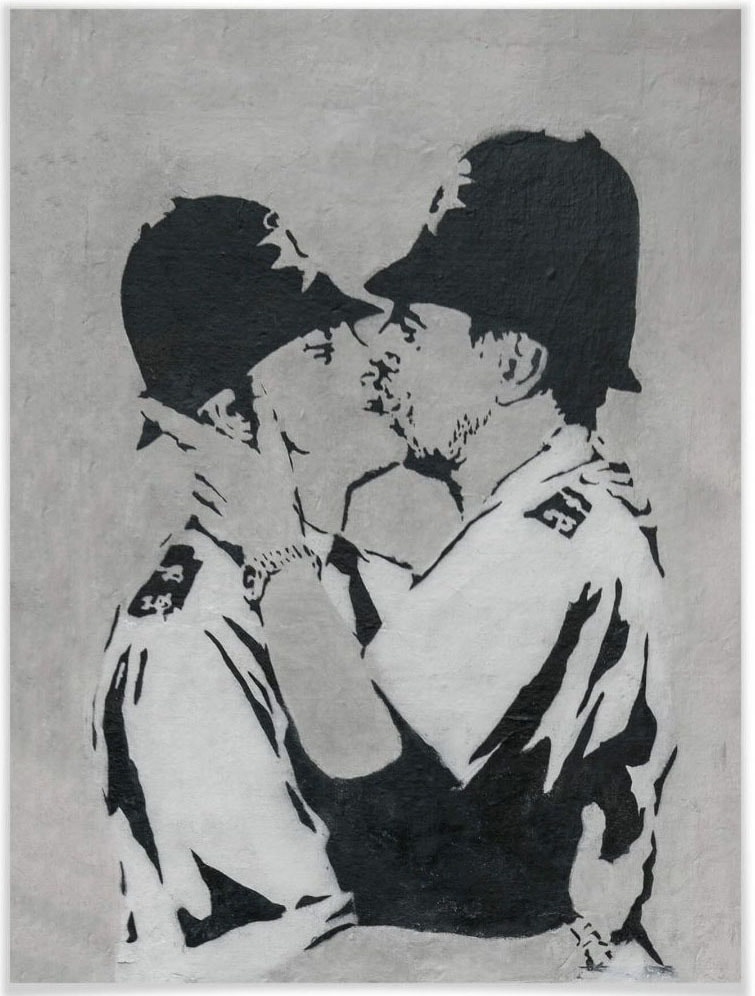 Poster »Graffiti Bilder Kissing Policemen«, Menschen, (1 St.), Poster ohne Bilderrahmen