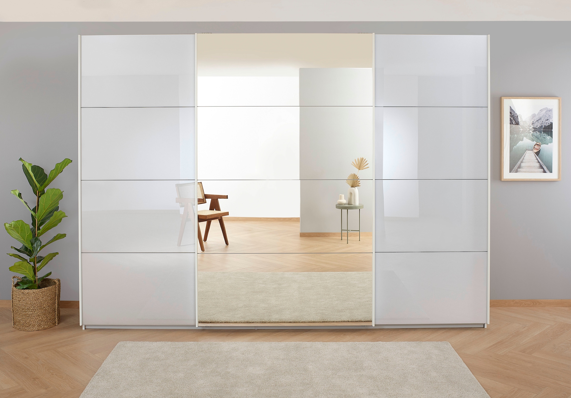 OTTO home Kleiderschrank "Mehrzweckschrank Aktenschrank Möbel Mietswohnung Schlafzimmer KOLUNA" 3 Ausstattungen BASIC/CLASSIC/PREMIUM (inkl. SOFT-CLOSE-FUNKTION), Breiten 203/271/315/360 cm Höhen 210/229 Glas-Front MADE IN GERMANY