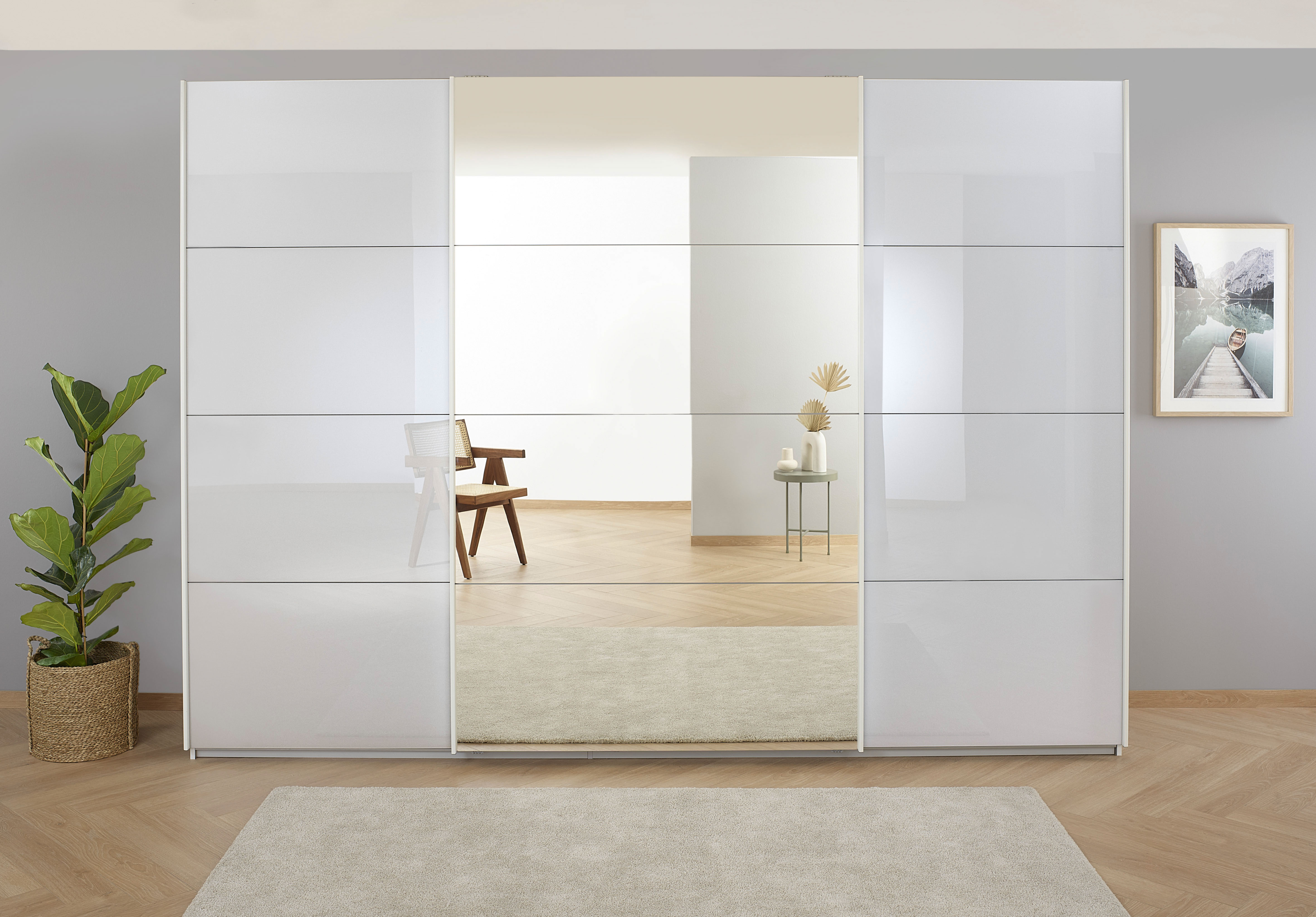 OTTO home "Mehrzweckschrank Aktenschrank Möbel Mietswohnung Schlafzimmer KOLUNA" 3 Ausstattungen BASIC/CLASSIC/PREMIUM (inkl. SOFT-CLOSE-FUNKTION), Breiten 203/271/315/360 cm Höhen 210/229 Glas-Front MADE IN GERMANY