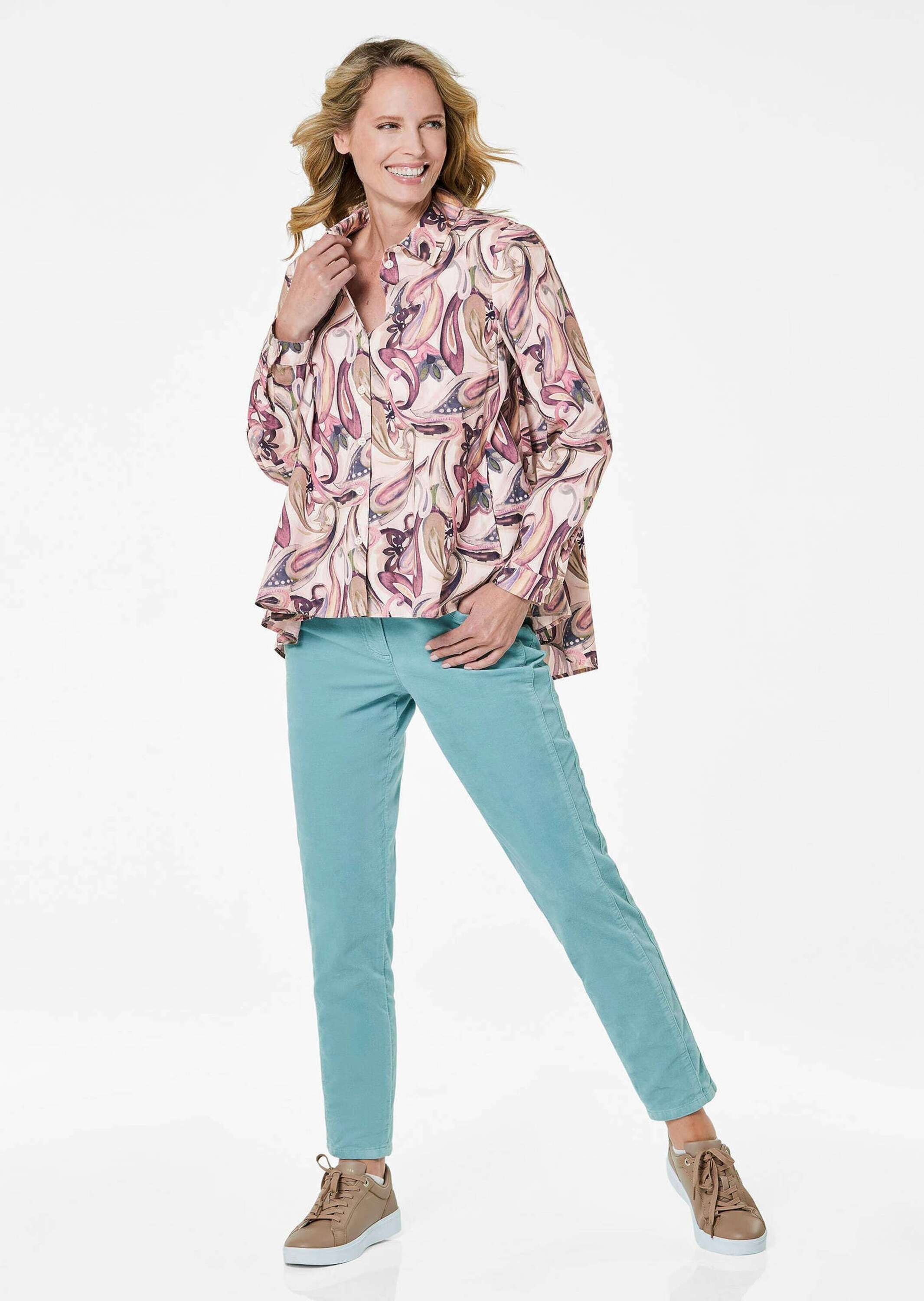 Hemdbluse GOLDNER "Blusenshirt mit Paisley-Muster", Damen, Gr. 40, rosa (rosé, gemustert), Obermaterial: 100% Baumwolle CO., figurumspielend, Manschette, Blusen Hemdbluse, Paisley-Muster 3
