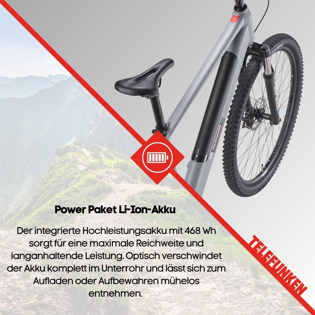 Telefunken E-Bike »Aufsteiger M921«, 7 Gang, Shimano, Heckmotor 250 W, (29 Zoll, Scheibenbremsen), Pedelec, Elektrofahrrad für Damen u. Herren, MTB, Mountainbike