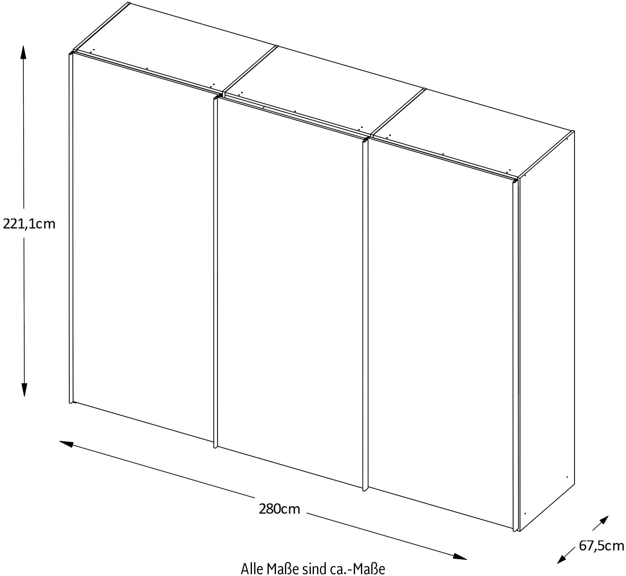 STAUD Schwebetürenschrank »Sinfonie Plus, edles Design in hochwertiger Qualität, Made in Germany«, Mit Spiegeltüre und vier verschiedenen Ausstattungsvarianten