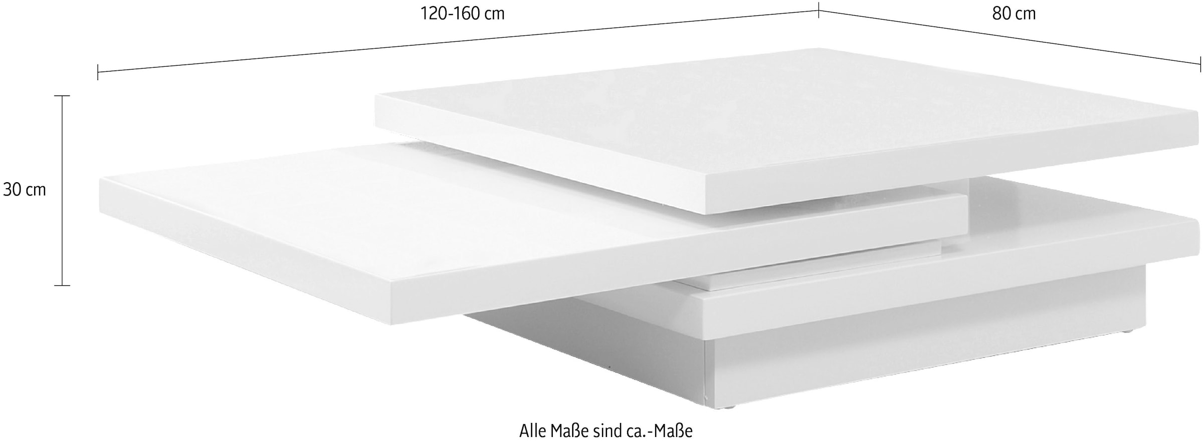 SalesFever Couchtisch, Tischplatte drehbar um 360°