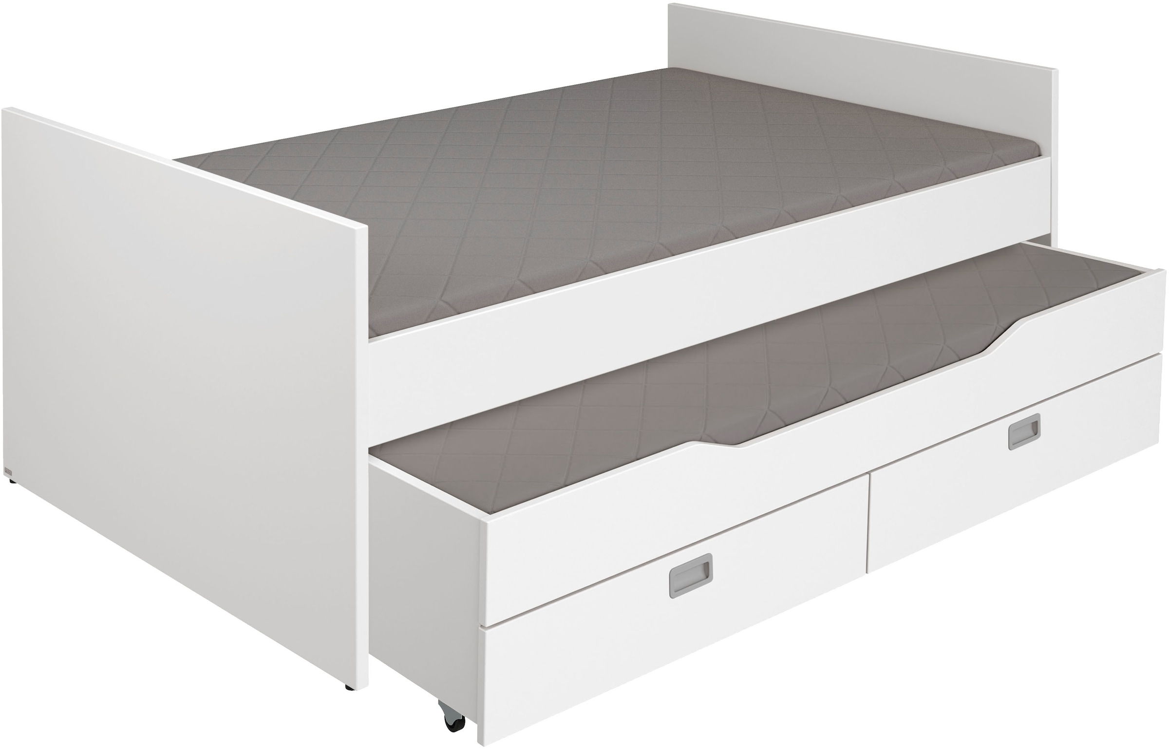 PAIDI Einzelbett "TIAGO in verschiedenen Ausführungen, Jugendliege mit Bettkasten" Breite/Länge: 90x200 cm / 120x200 cm, Kojenbett inklusive Ausziehbett in 90x190 cm & 2 Schubladen