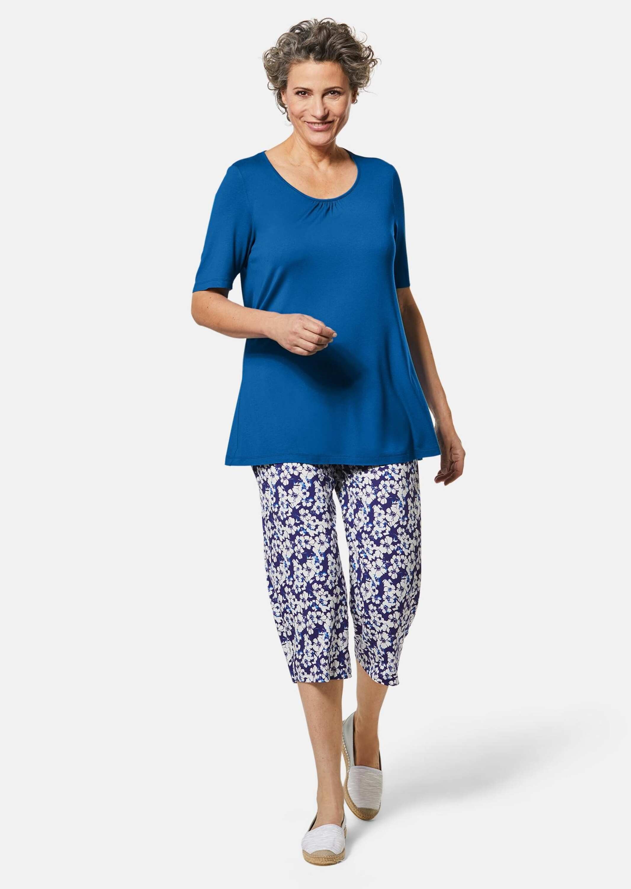 GOLDNER Langarm-Poloshirt "Kurzgröße Zeitloses Shirt, modernes Raffdetail" günstig online kaufen