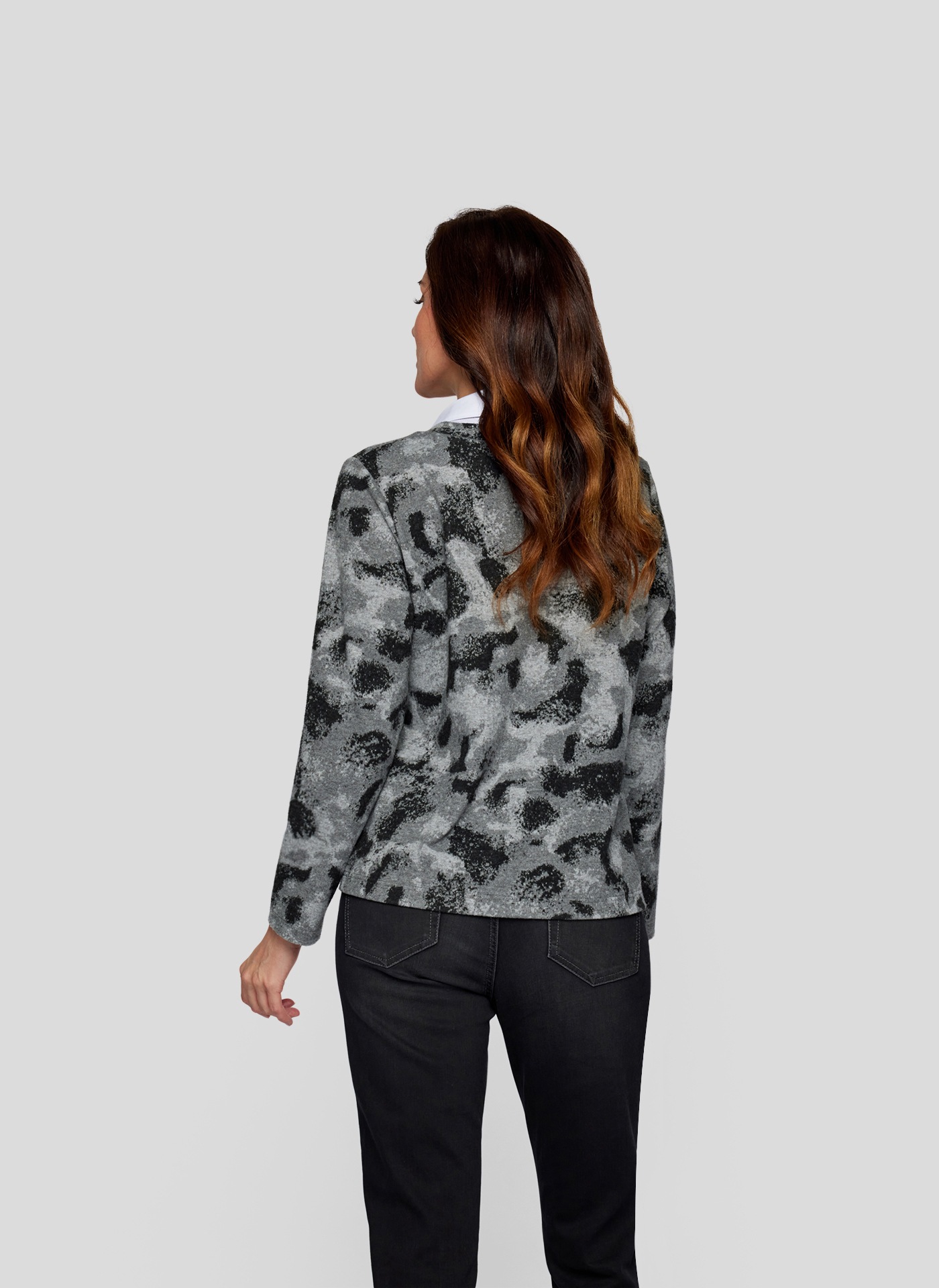 Rabe Print-Shirt »Rabe Eleganter Two-in-one-Pullover mit Hemdkragen«