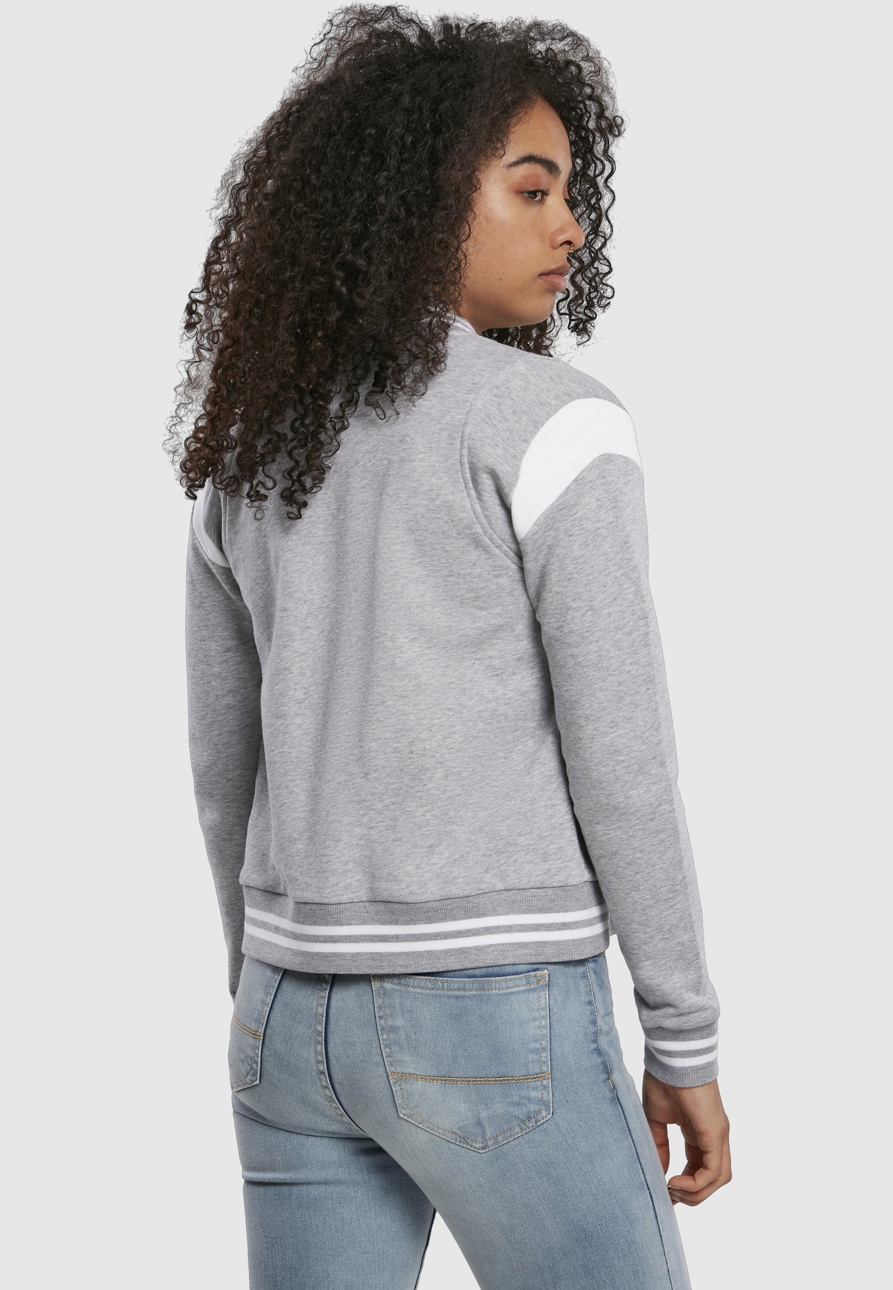 URBAN CLASSICS Collegejacke »Urban Classics Damen Ladies Organic Inset College Sweat Jacket« 1 Stk. tlg. ohne Kapuze