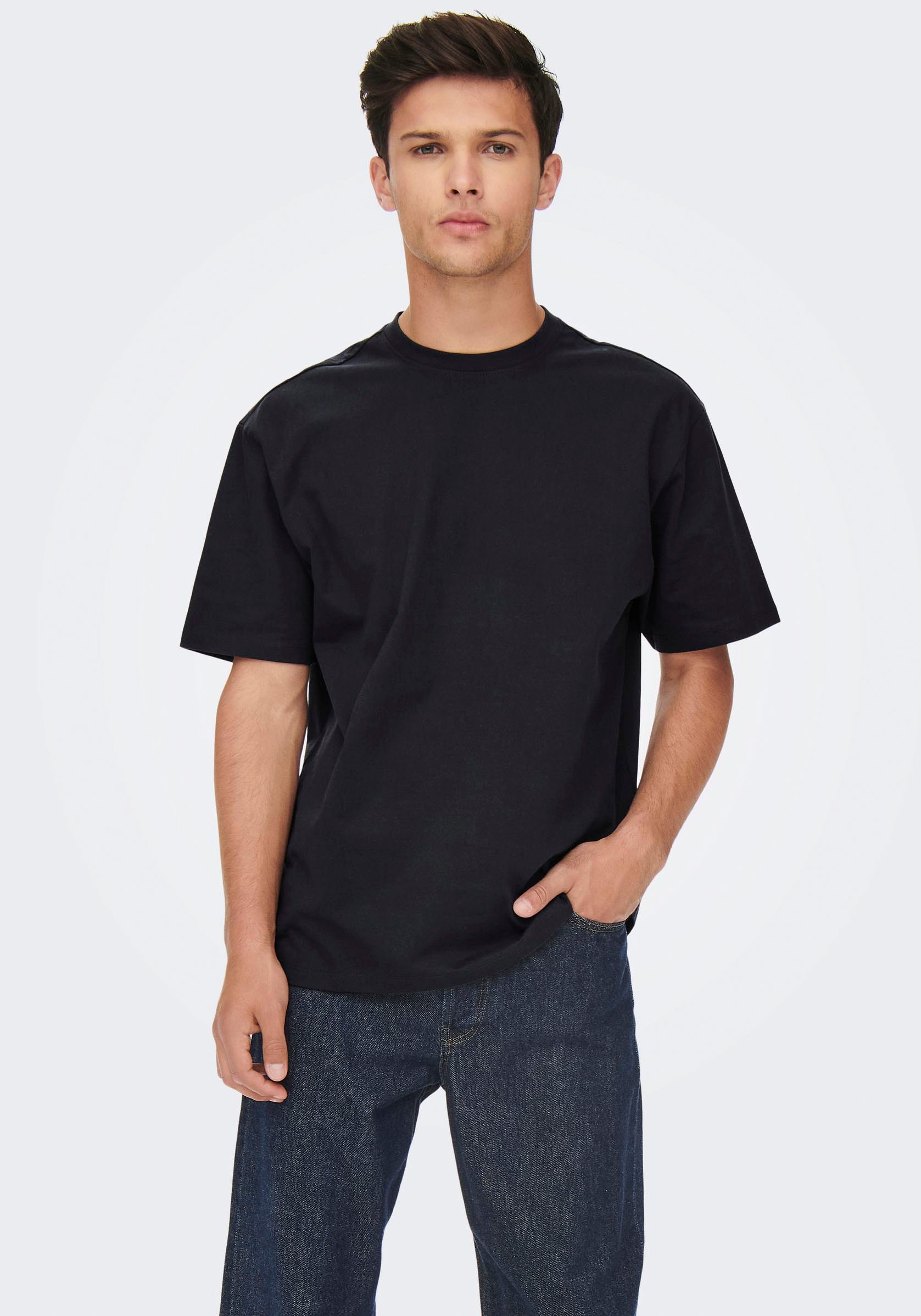 ONLY & SONS T-Shirt - oversize kurzarm Shirt - Basic T-Shirt einfarbig - un günstig online kaufen