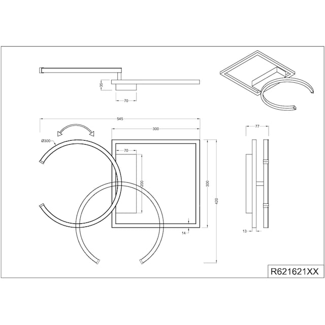 TRIO Leuchten LED Deckenleuchte »PIVOT«, 1 flammig-flammig, über Wandschalter  dimmbar, zur Wand-und Deckenmontage geeignet | BAUR