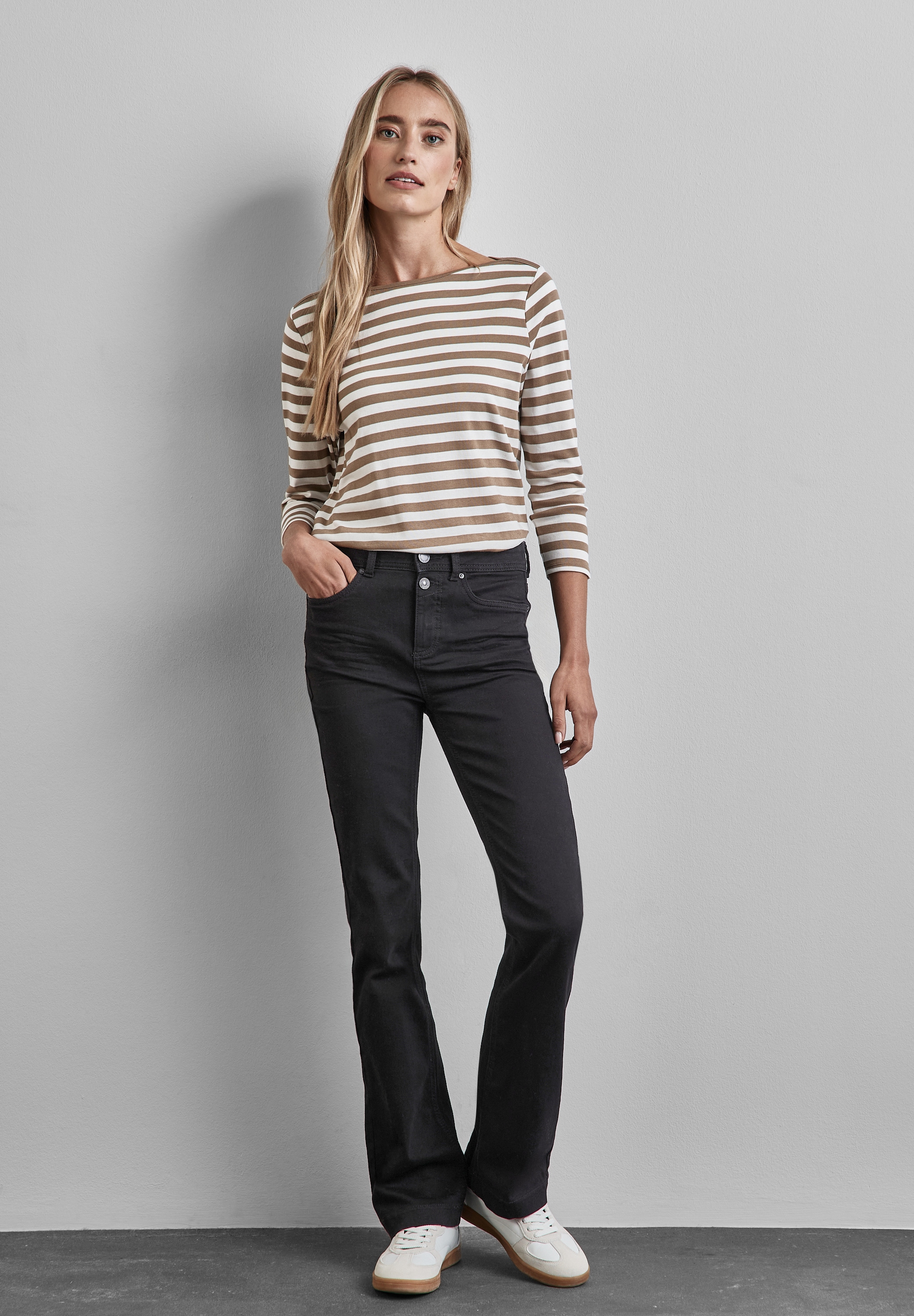 STREET ONE Slim-fit-Jeans, mit Doppelknopf am Bund