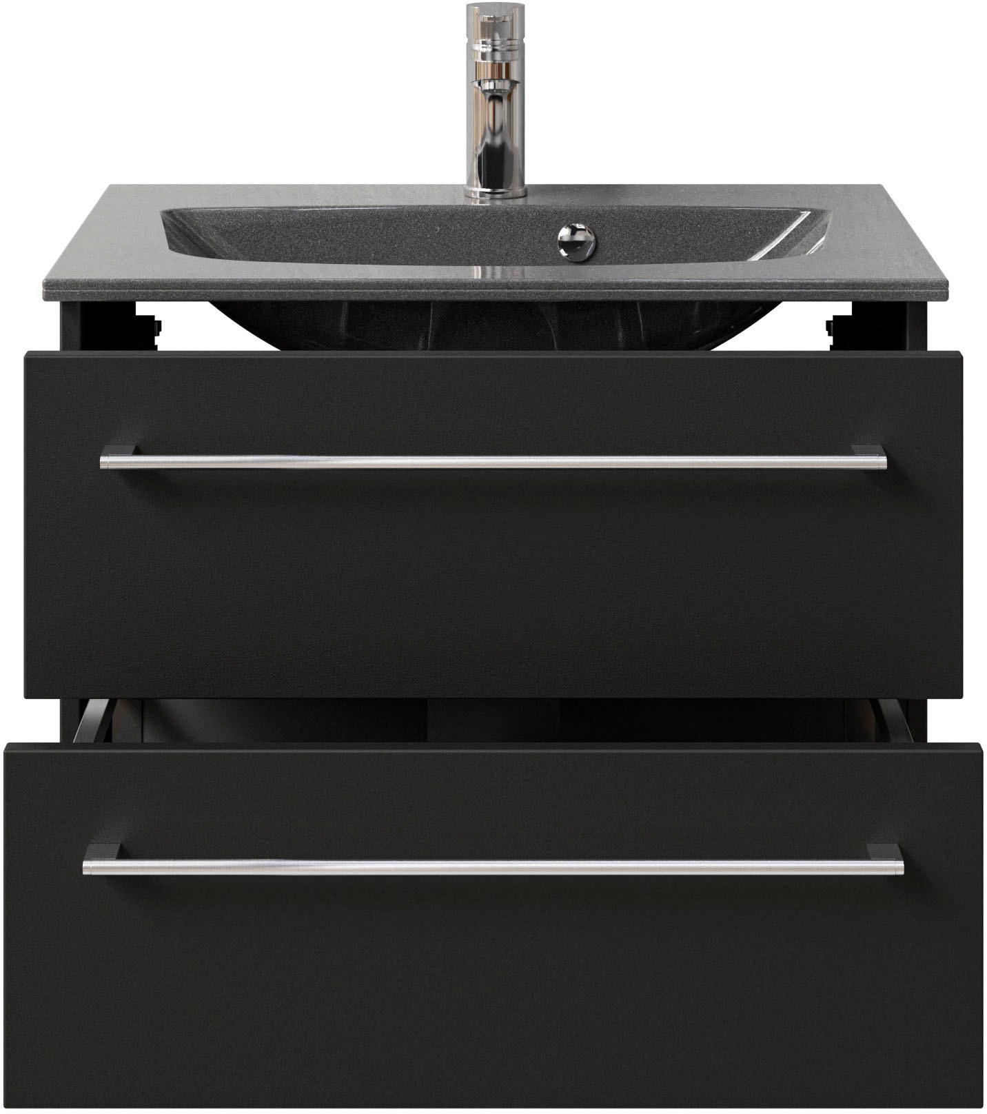 Saphir Waschtisch »Serie 6025 Mineralmarmor-Waschtisch mit Unterschrank, 67 cm breit«, Waschplatz mit 2 Schubladen, hängend, verschiedene Ausführungen