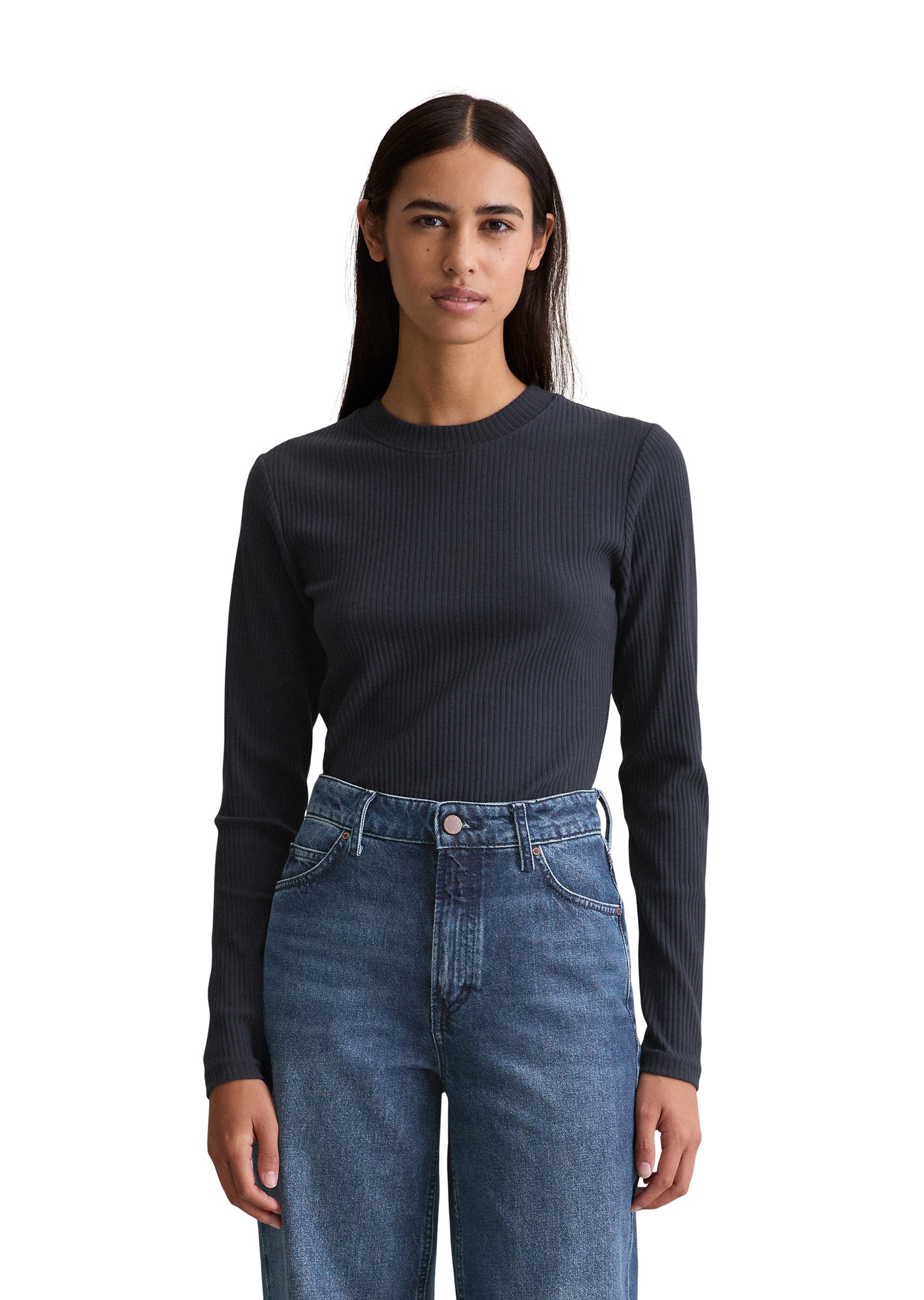 Marc OPolo DENIM Langarmshirt, Rundhalsausschnitt, slim fit, Bio-Baumwolle günstig online kaufen