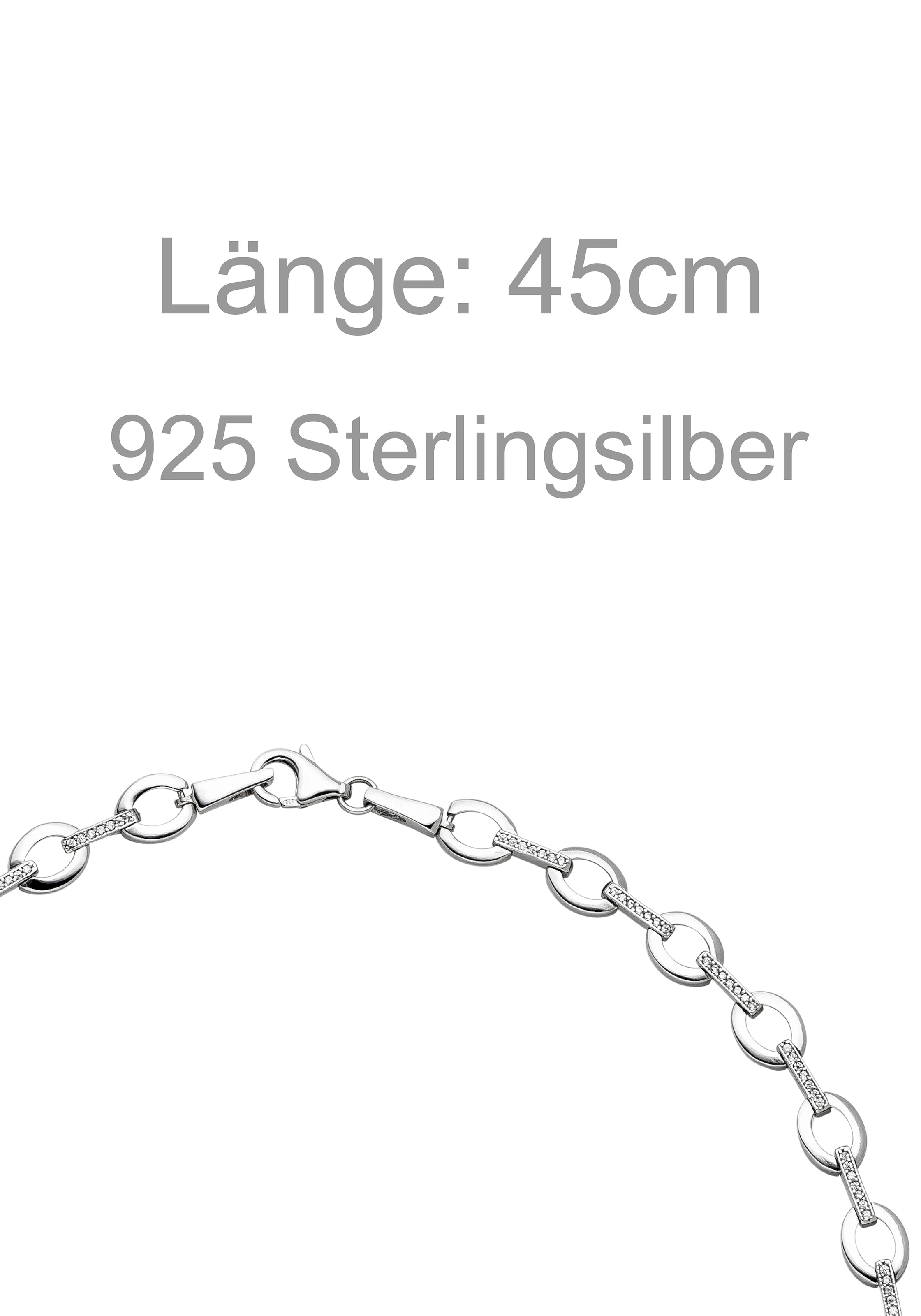 JOBO Collier »Kette ohne Anhänger« 925 Silber mit 196 Zirkonia 45 cm