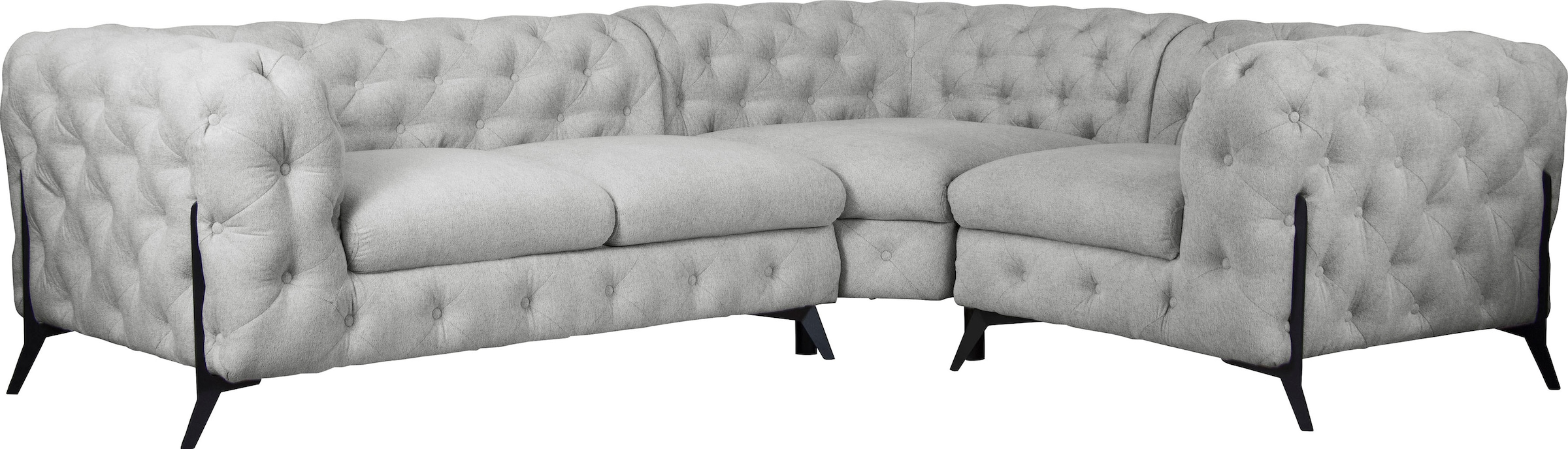 Leonique Chesterfield-Sofa "Amaury L-Form", moderne Chersterfield-Optik, Breite 262 cm, Fußfarbe wählbar