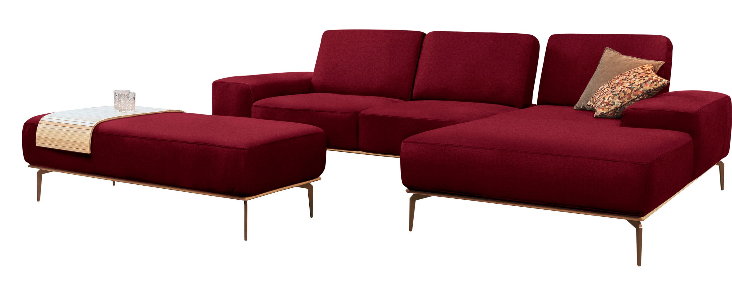 Thumbnail - W.SCHILLIG Ecksofa "run, Designsofa mit tollem Sitzkomfort, bequem, L-Form" mit Holzsockel, Füße in Bronze pulverbeschic...