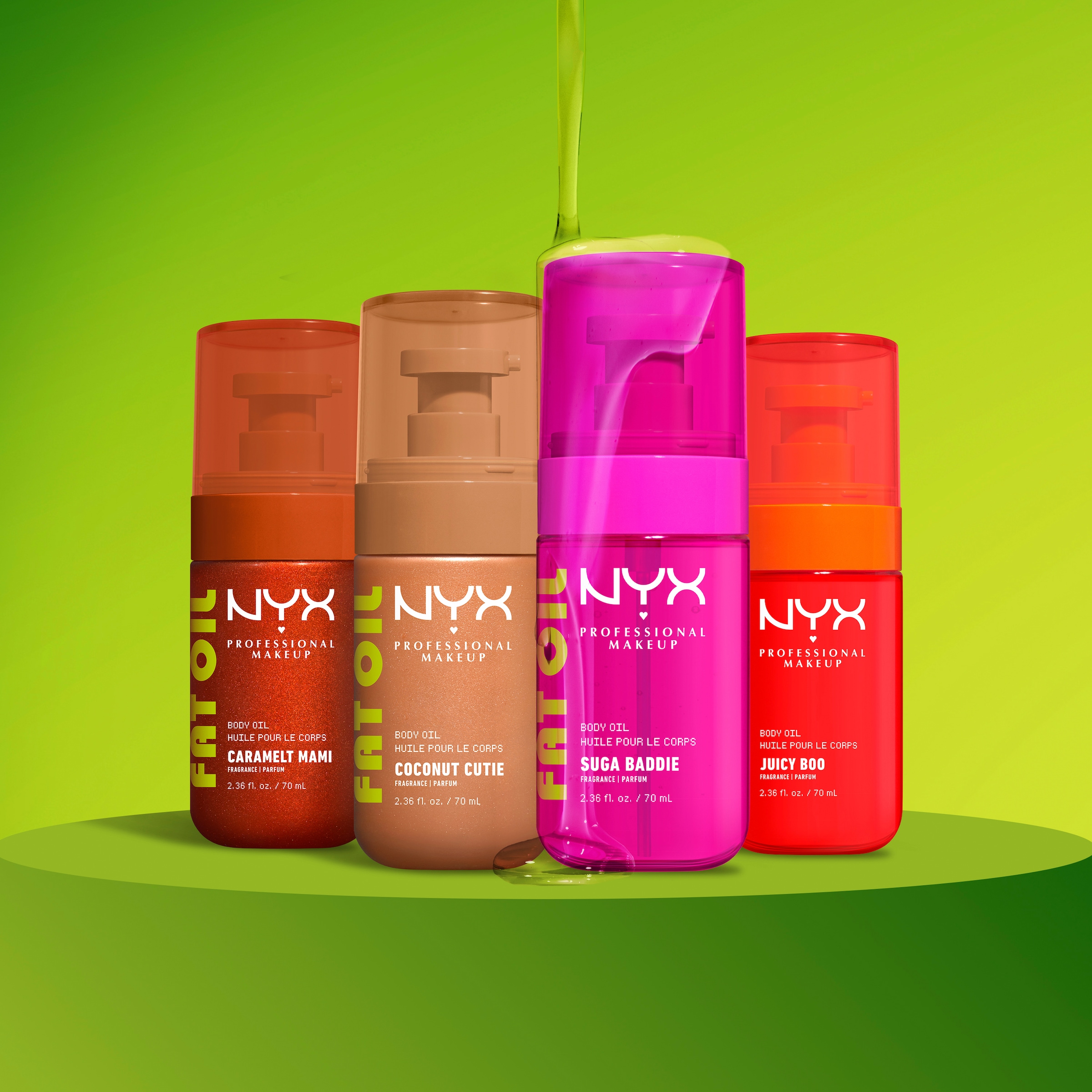 NYX PROFESSIONAL MAKEUP Körperöl »FAT OIL BODY OIL CARAMELT MAMI« für strahlenden Glow am Körper