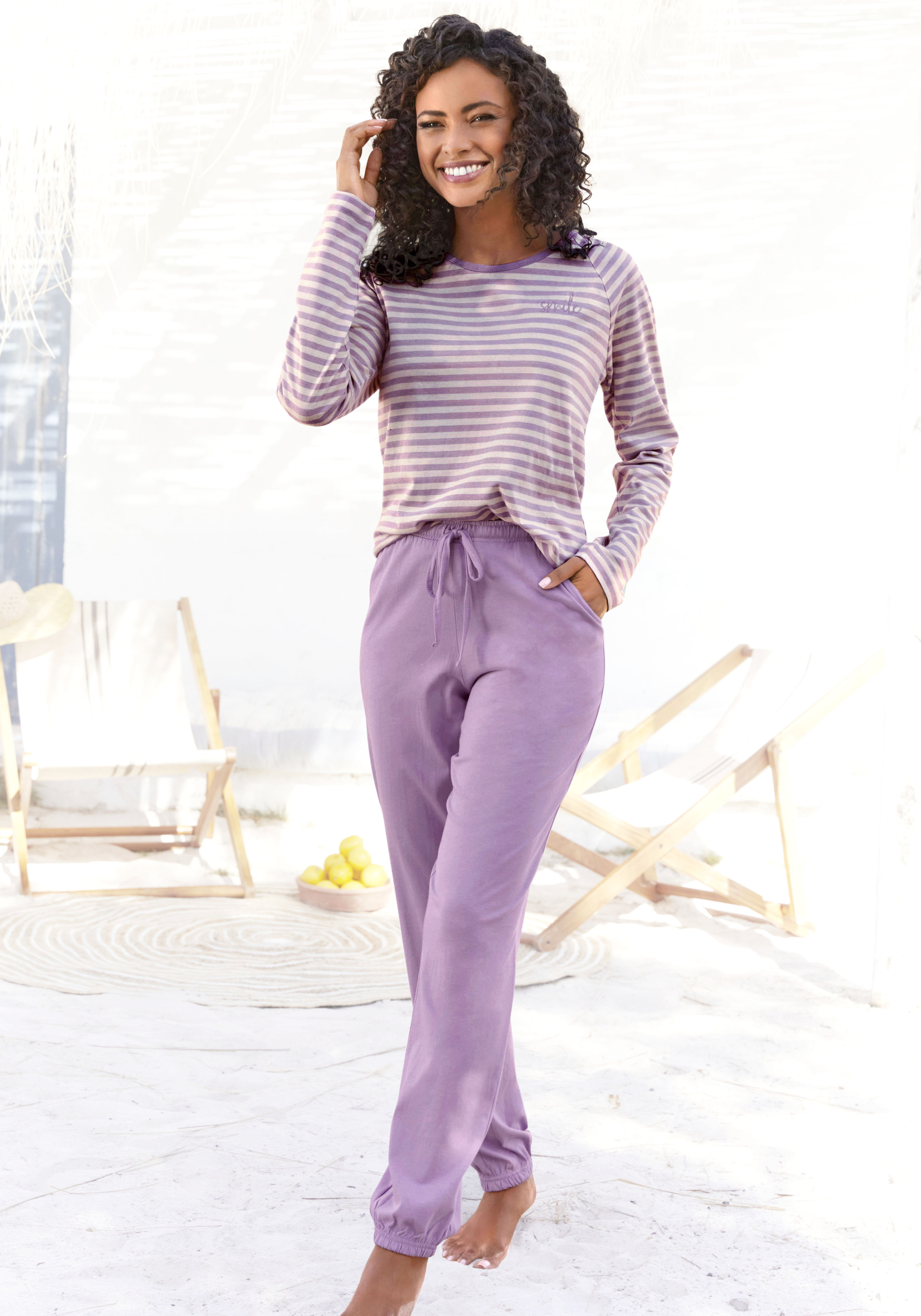 Vivance Dreams by Lascana Pyjama mit garngefärbten Streifen