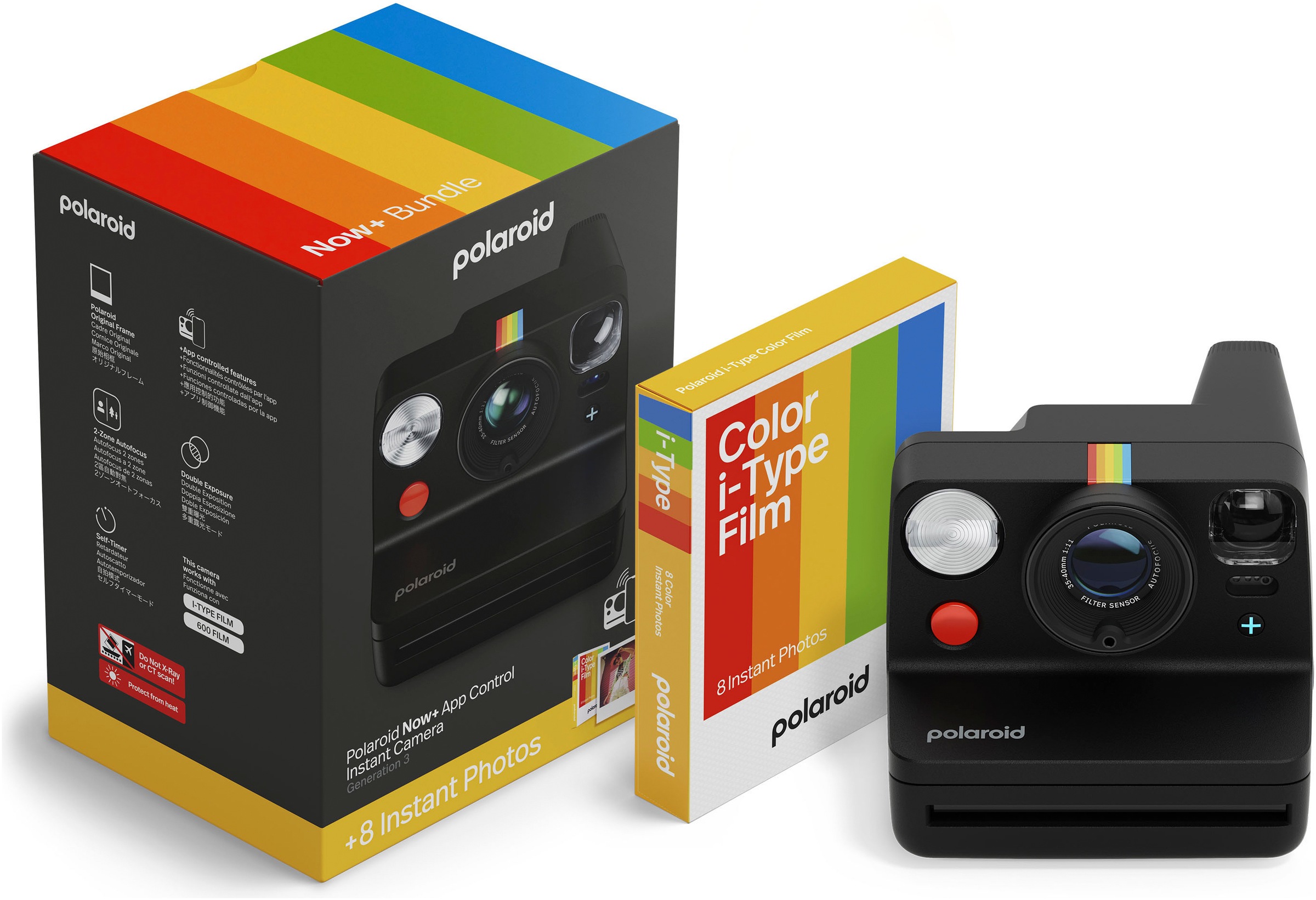 POLAROID Sofortbildkamera "Now+ Gen 3 + Farbfilm-Paket (8 Fotos)", schwarz, B:15,02cm H:11,22cm T:9,6cm, Fotokameras - Einheitsgröße