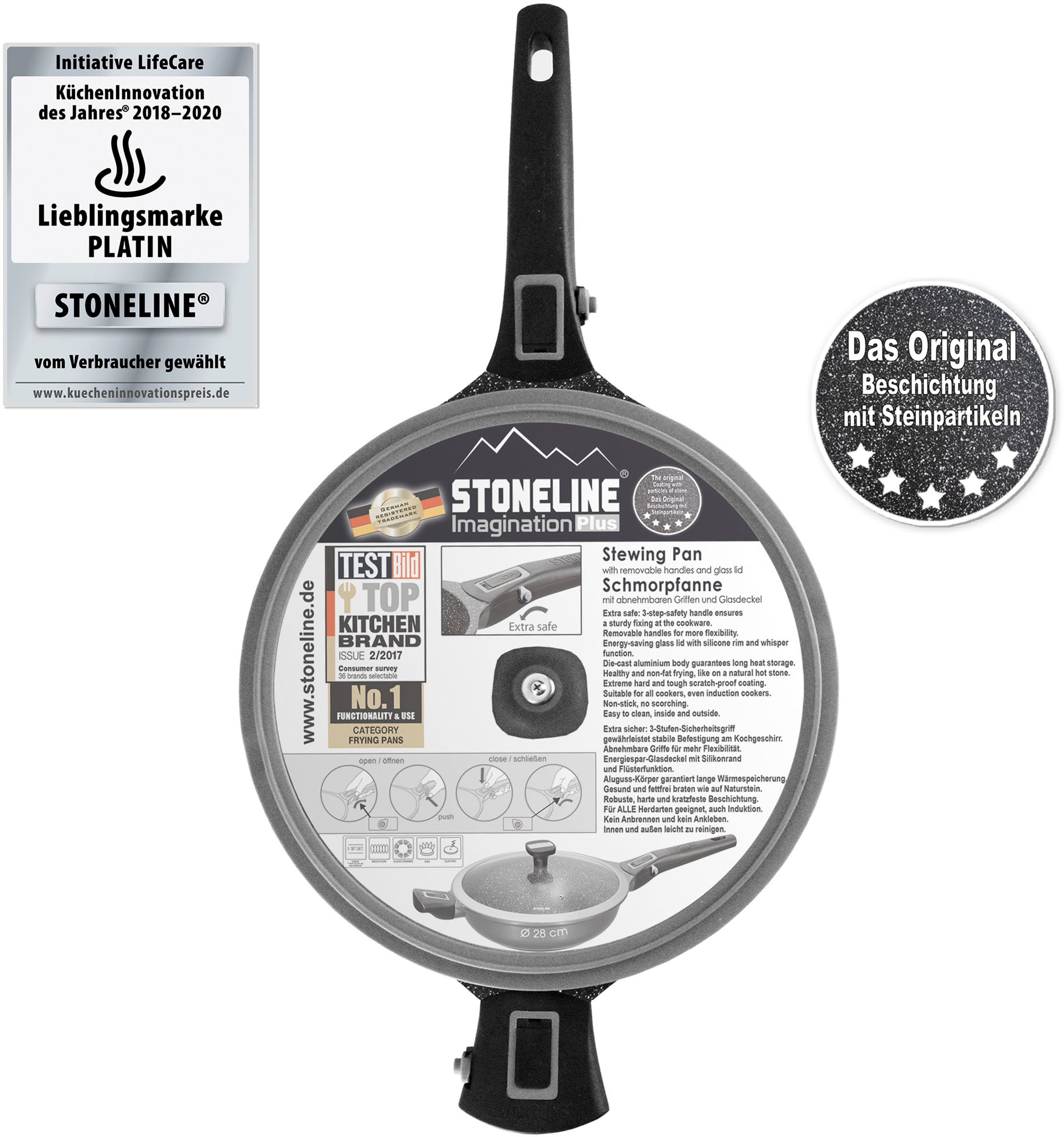 STONELINE Schmorpfanne »Imagination PLUS«, Aluminiumguss, Steinpartikel-Beschichtung, Ø 28 cm, Induktion