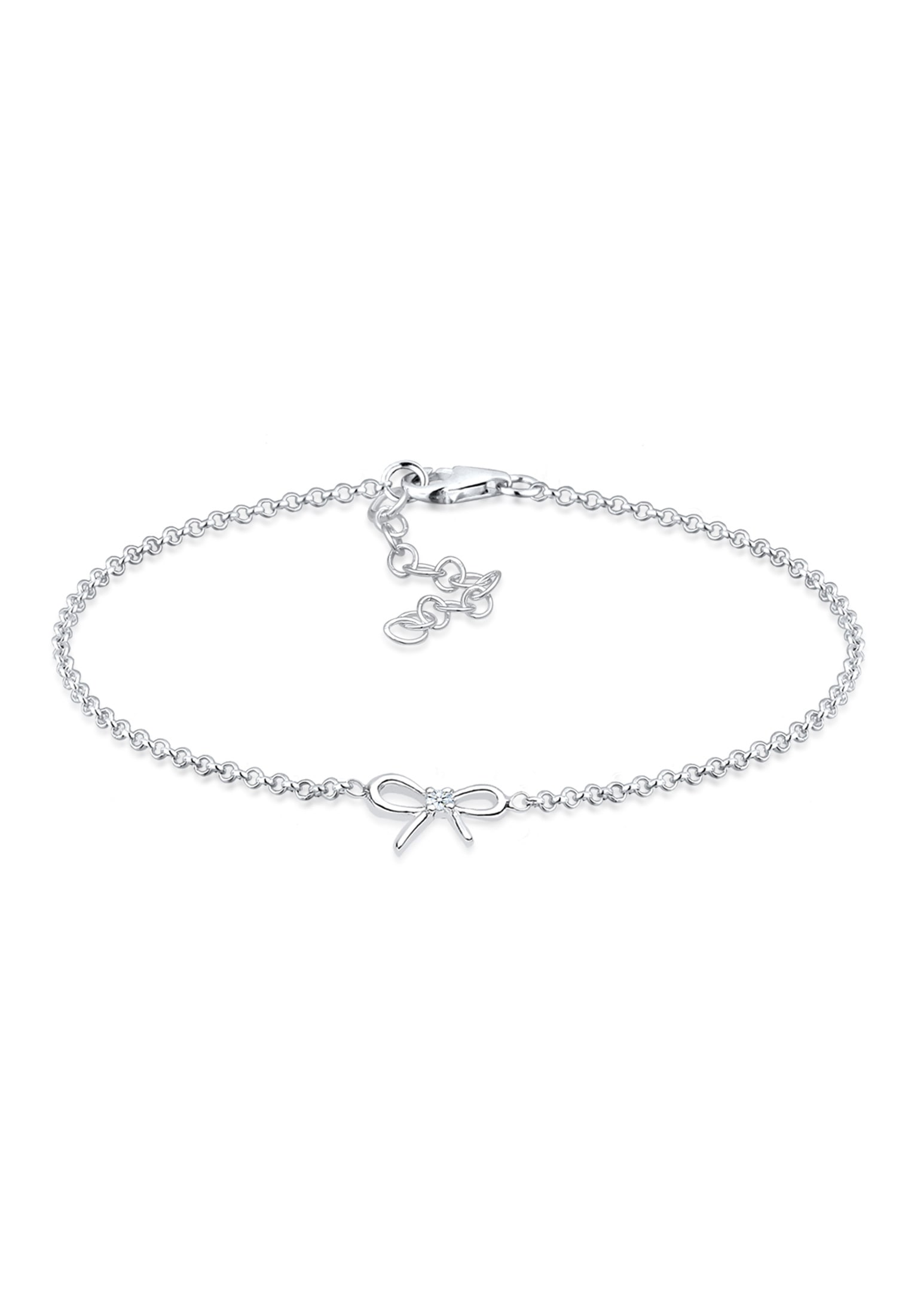 ELLI DIAMONDS Damen Armkette "Armband Schleife Diamant Weiß Brillantschliff (0.015 ct) 925 Sterling Silber", 190, Silber 925 (Sterlingsilber),