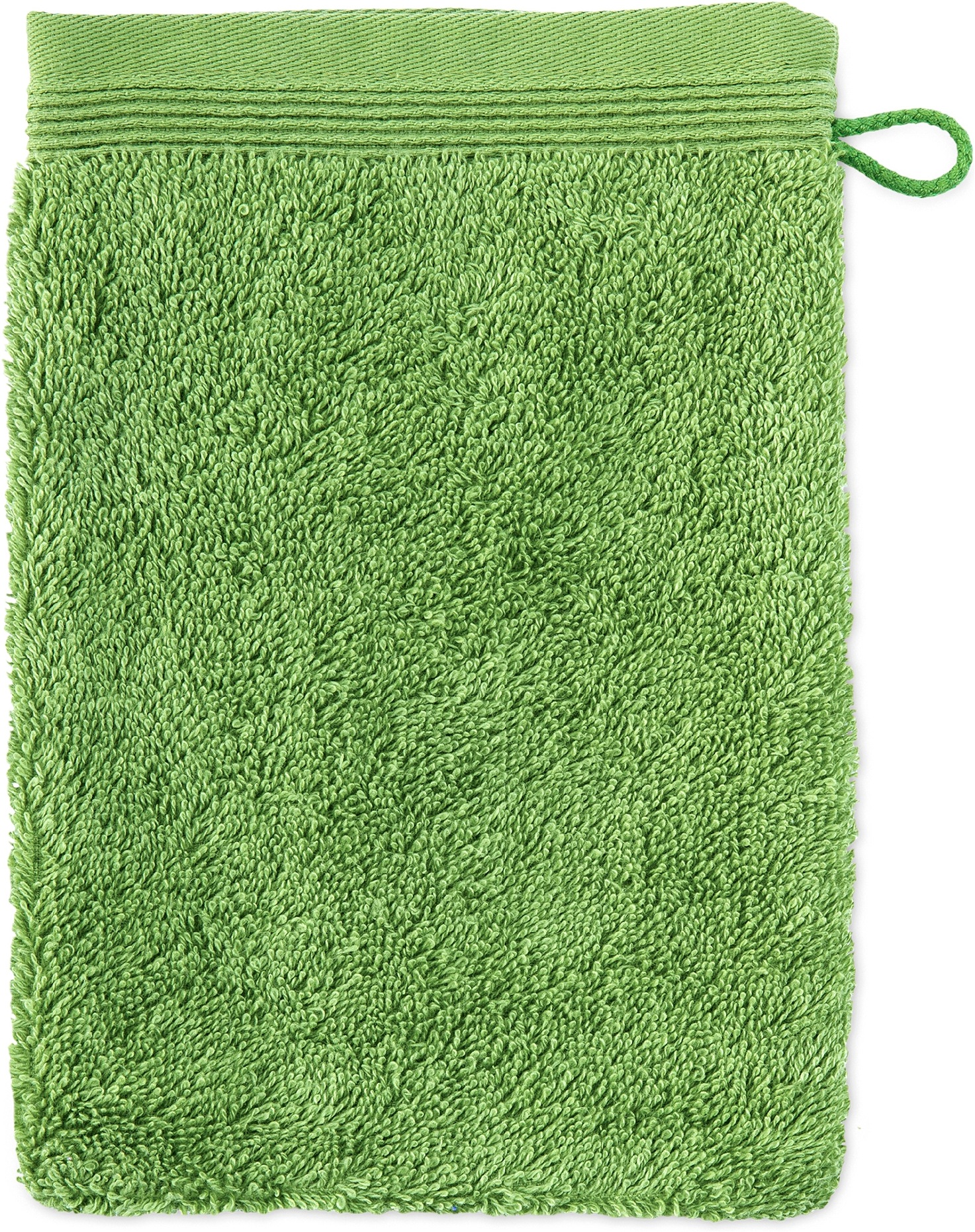 Möve Waschhandschuh "Superwuschel 100% Premium Cotton Baumwolle" mit Biesenbordüre und praktischem Kordelaufhänger, einfarbig, weich