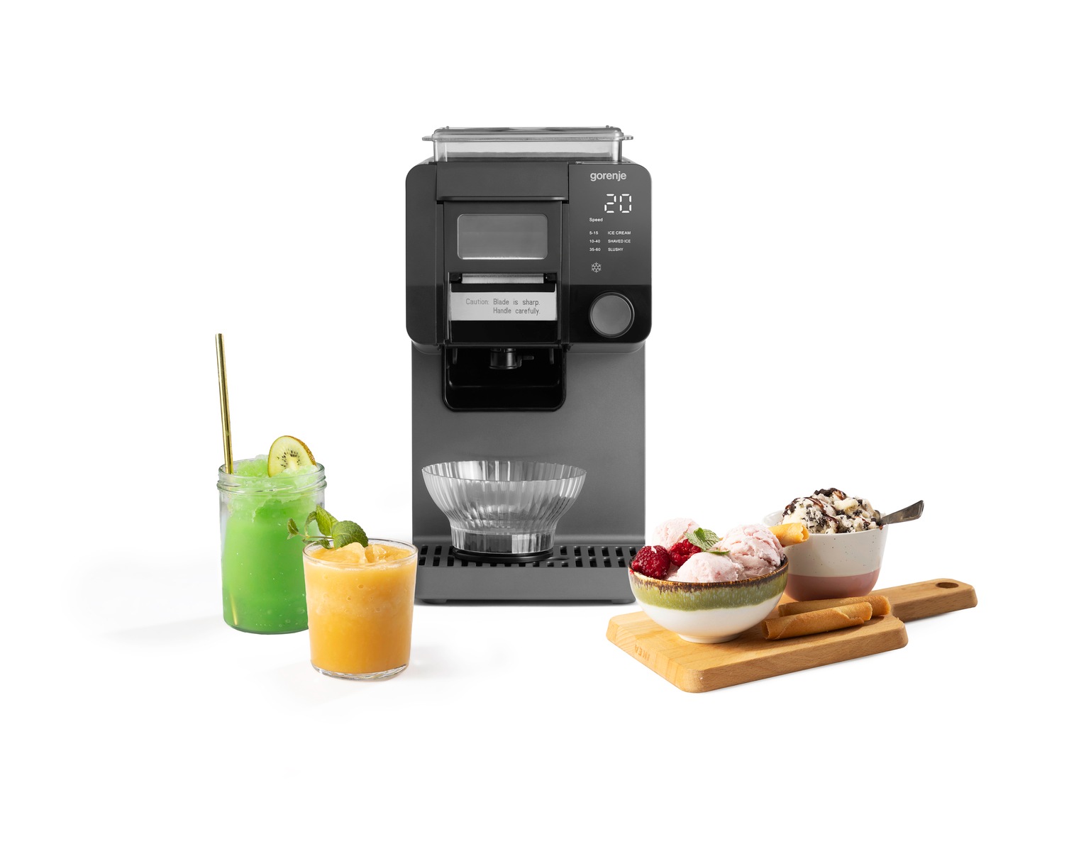 GORENJE Eismaschine »GIICM - 3in1 Instant Eismaschine« 200 W Eis & Slushy in 90 Sek., 1 L, Selbstreinigungsfunktion, max. 35kg/Tag