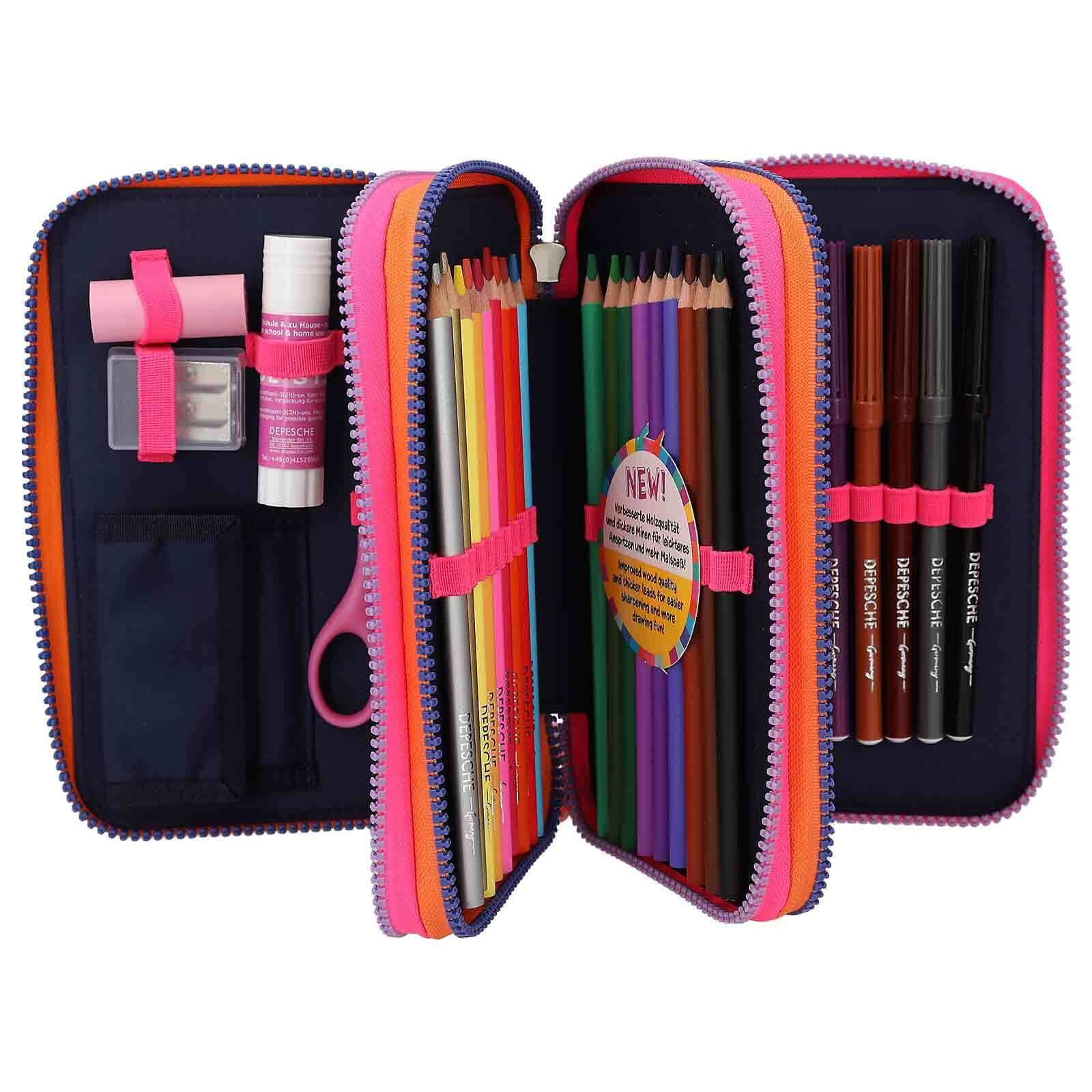 Depesche Buntstift »3-Fach Federtasche Night Light inkl. Stifte TOPModel bunt«