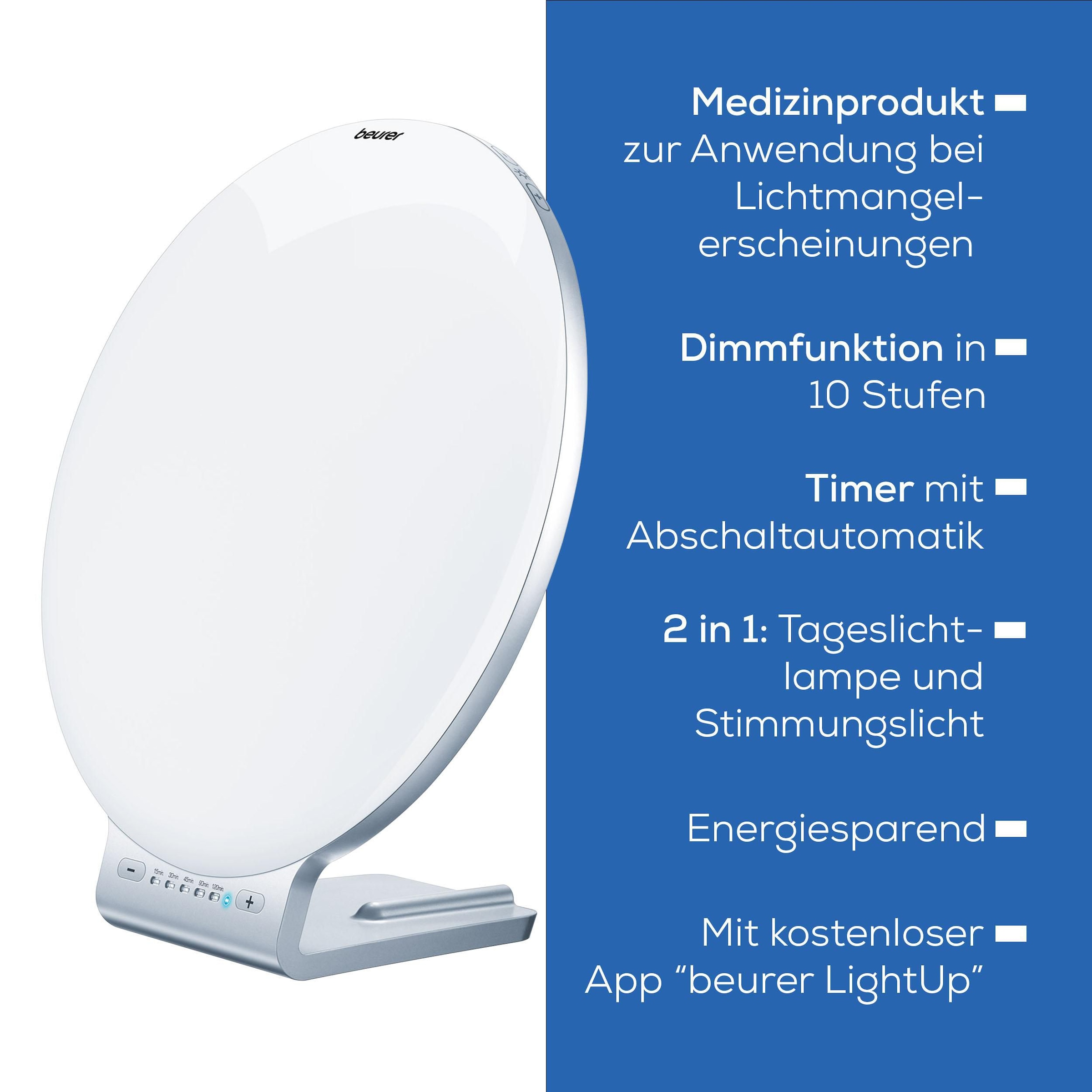 BEURER Tageslichtlampe »TL 100 mit 10.000 Lux Lichtstärke bei 10 cm Abstand«, Stimmungslicht mit Farbwechselfunktion, Timer, Dimmer, Medizinprodukt