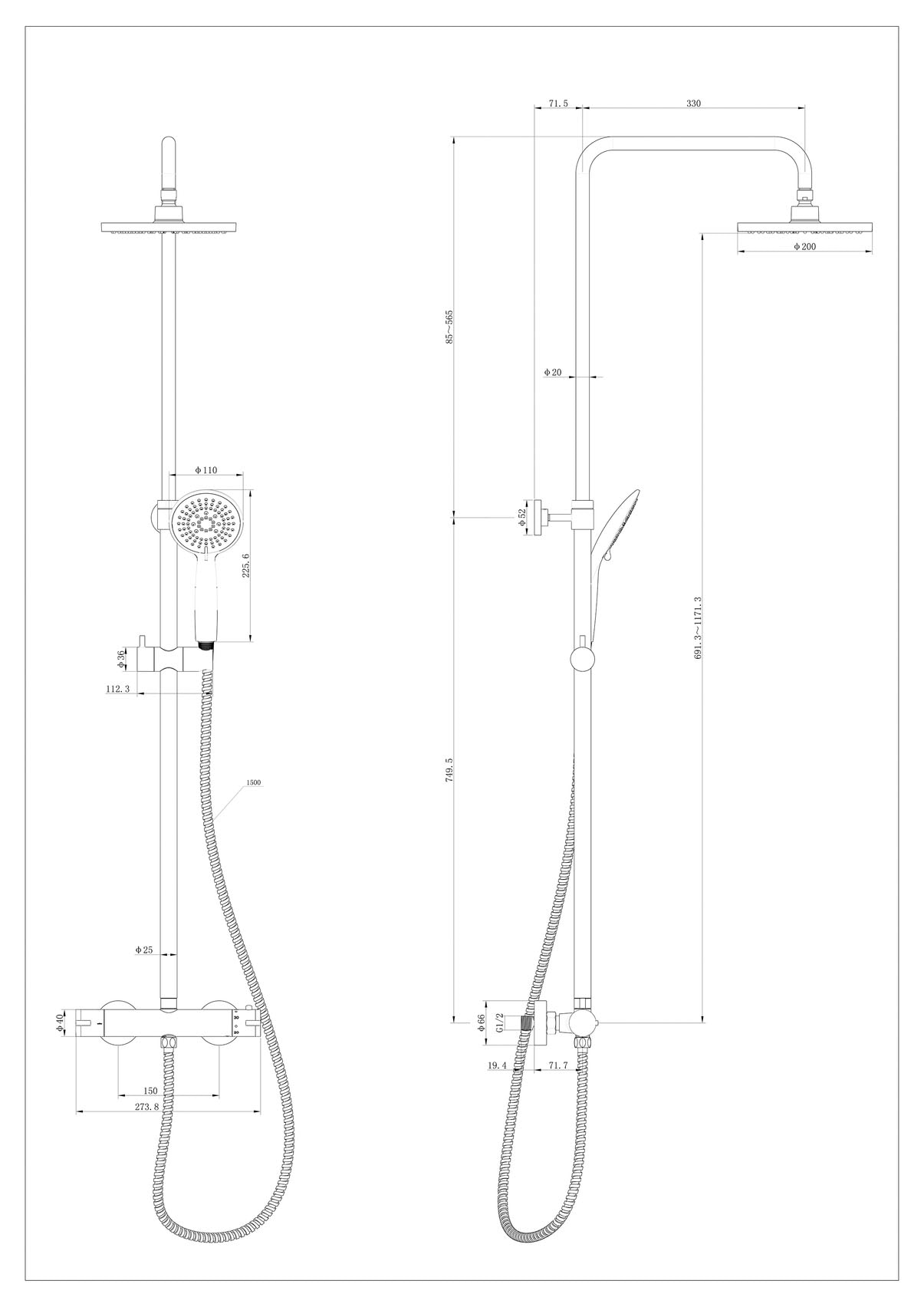WENKO Duschsystem »Young Eco« mit Thermostat-Armatur, inkl. 2 Watersaving Regulatoren