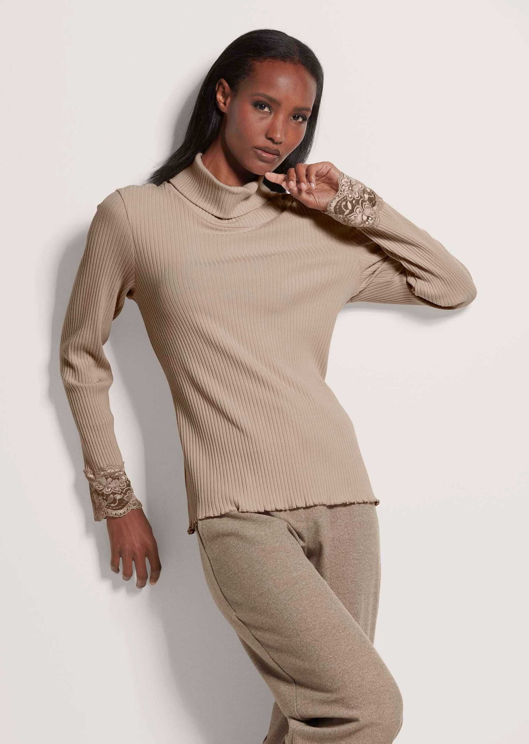 Thumbnail - MADELEINE Langarmshirt "Rollkragenshirt Elegantes Basicshirt mit Spitze, Rollkragen" Spitzenbesatz am Ärmelabschluss