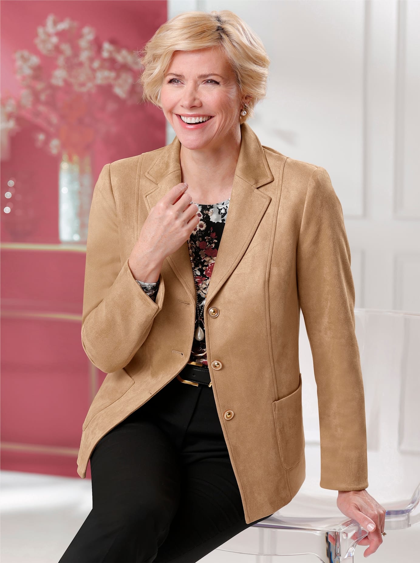 Classic Jackenblazer "Lederimitat-Blazer" günstig online kaufen