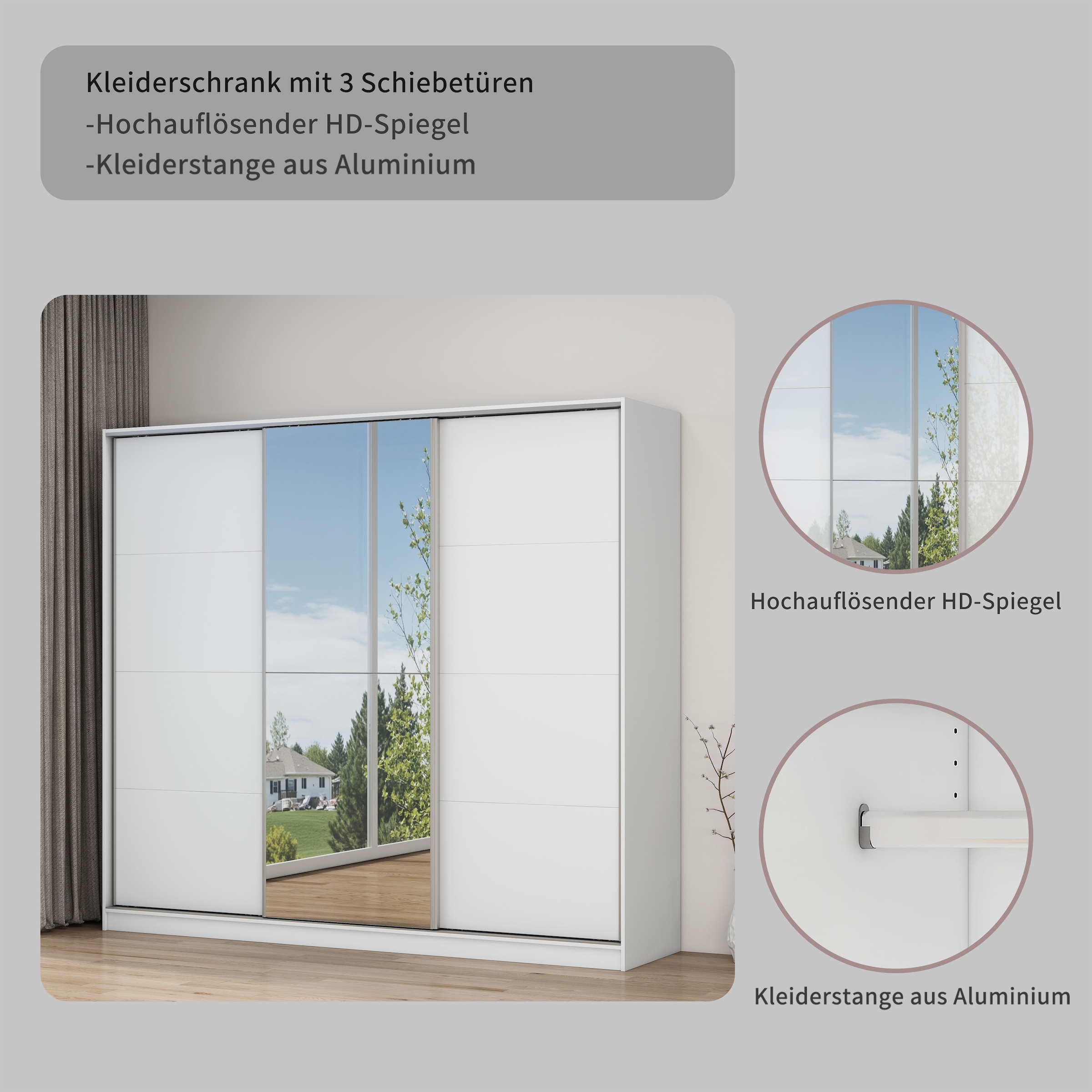 OTTO home Kleiderschrank »Trento Schlafzimmerschrank mit Premium Ausstattung &  Schiebetüren« Leichtgängige Schiebetüren mit Softclose und tolle Innenaussatttung