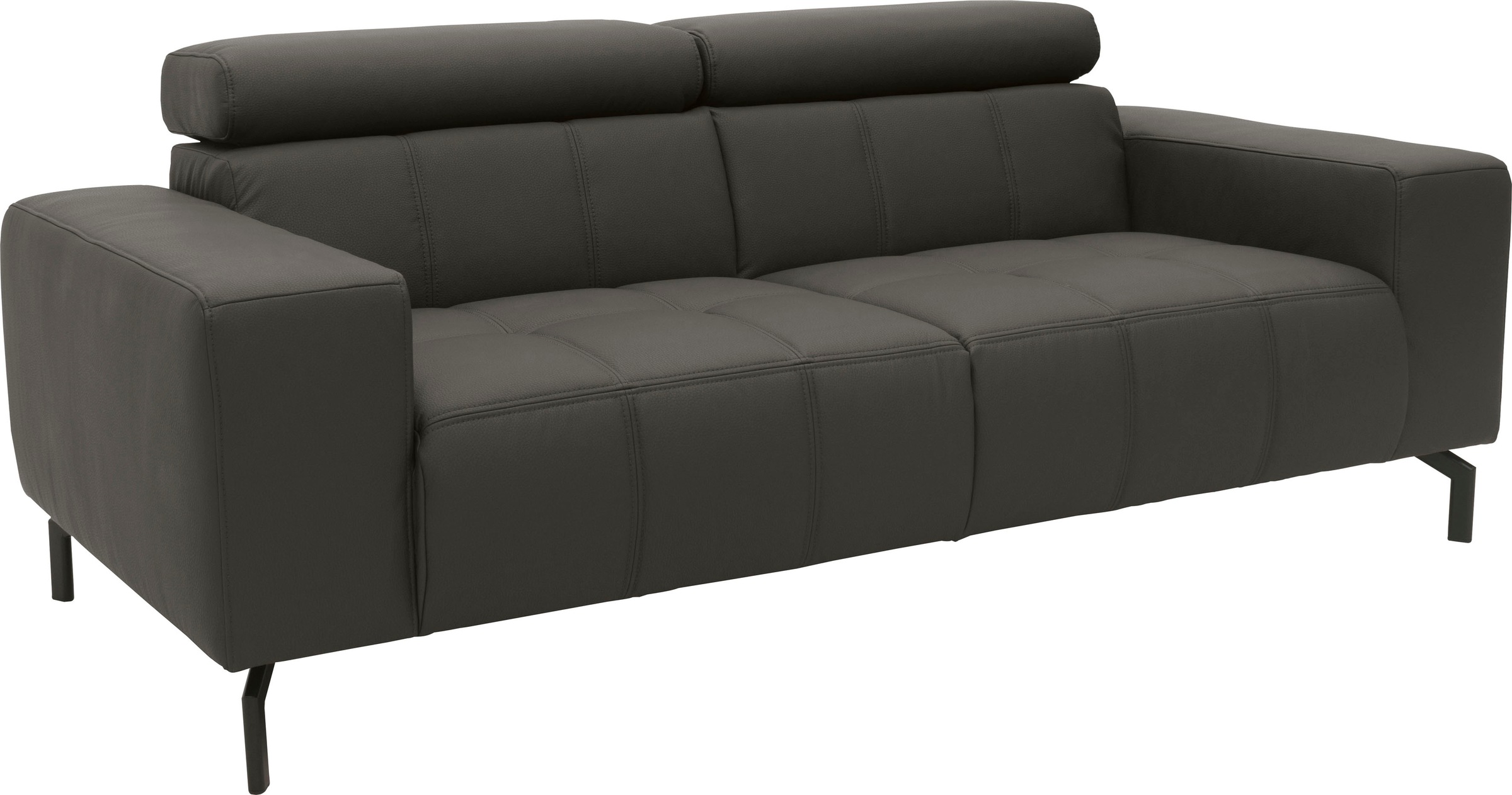DOMO collection 2-Sitzer »Cunelli zeitlos und elegant, moderne Sitznähte als Designelement,«, wahlweise mit 6-fach verstellbaren Kopfteilen, fester Sitzkomfort