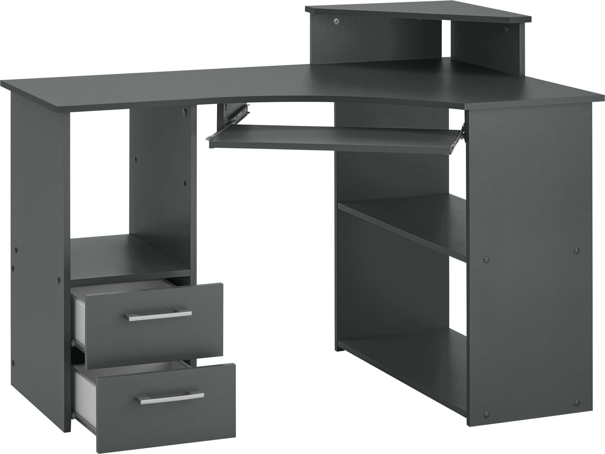 Thumbnail - VOGL Möbelfabrik Schreibtisch "Sam" Eckschreibtisch, Tastaturauszug, Monitoraufsatz & opt. Towerfach