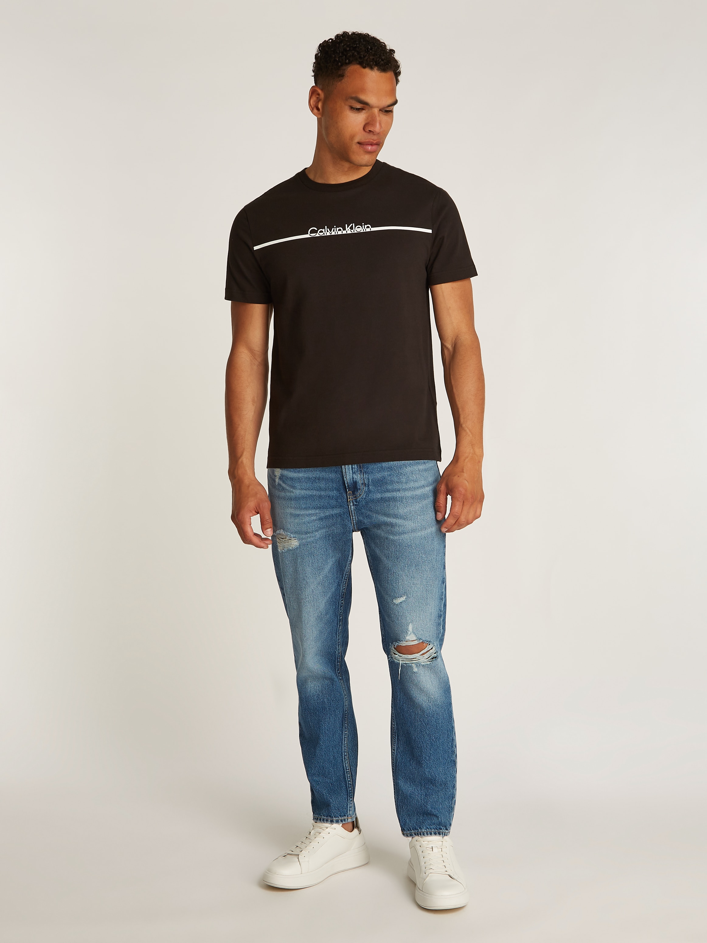 Calvin Klein Rundhalsshirt »SPLIT LINE LOGO T-SHIRT«, mit Logoprint