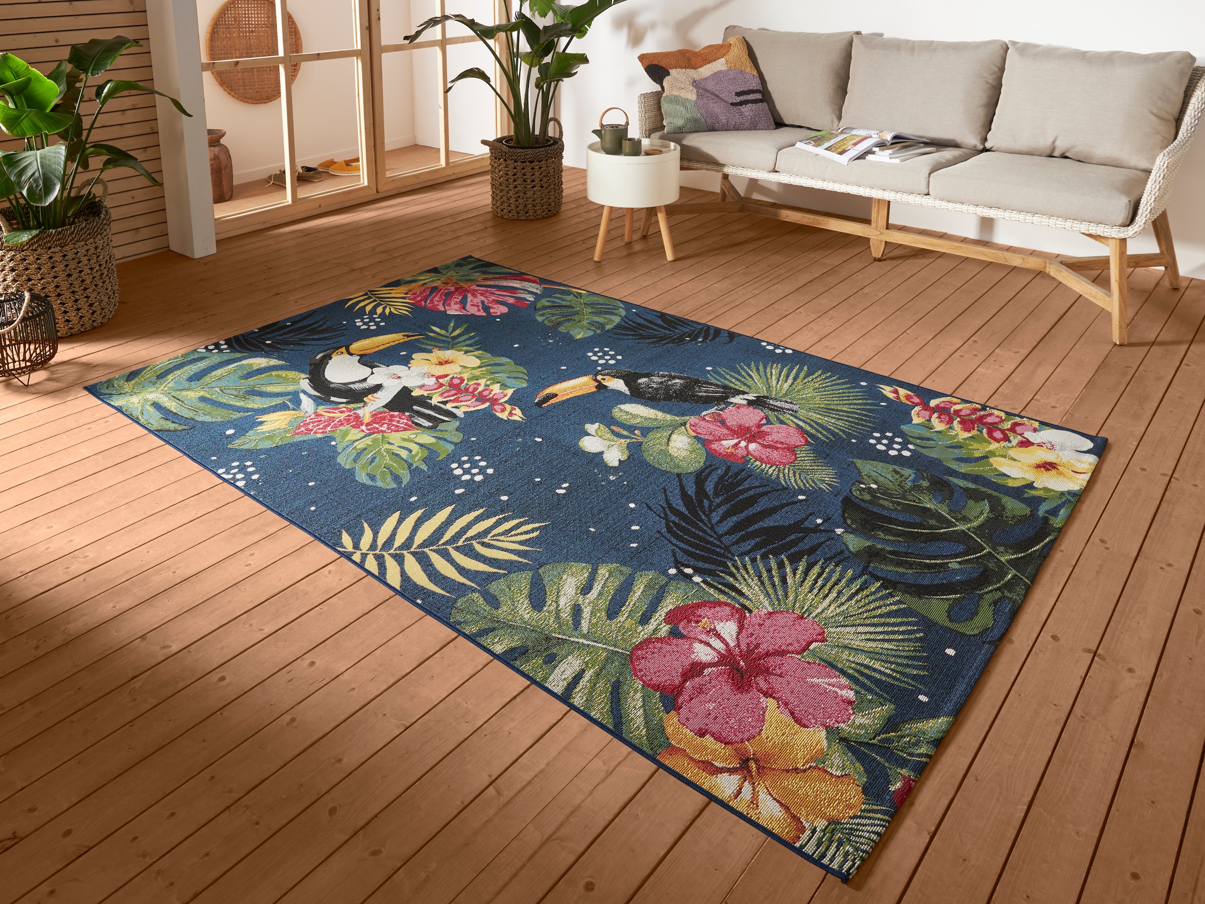 HANSE Home Outdoorteppich "Tropical Dream" rechteckig 3 mm Höhe In-& Outdoor, Teppich, Wetterfest, Balkon, Garten, Wohnzimmer, Floral