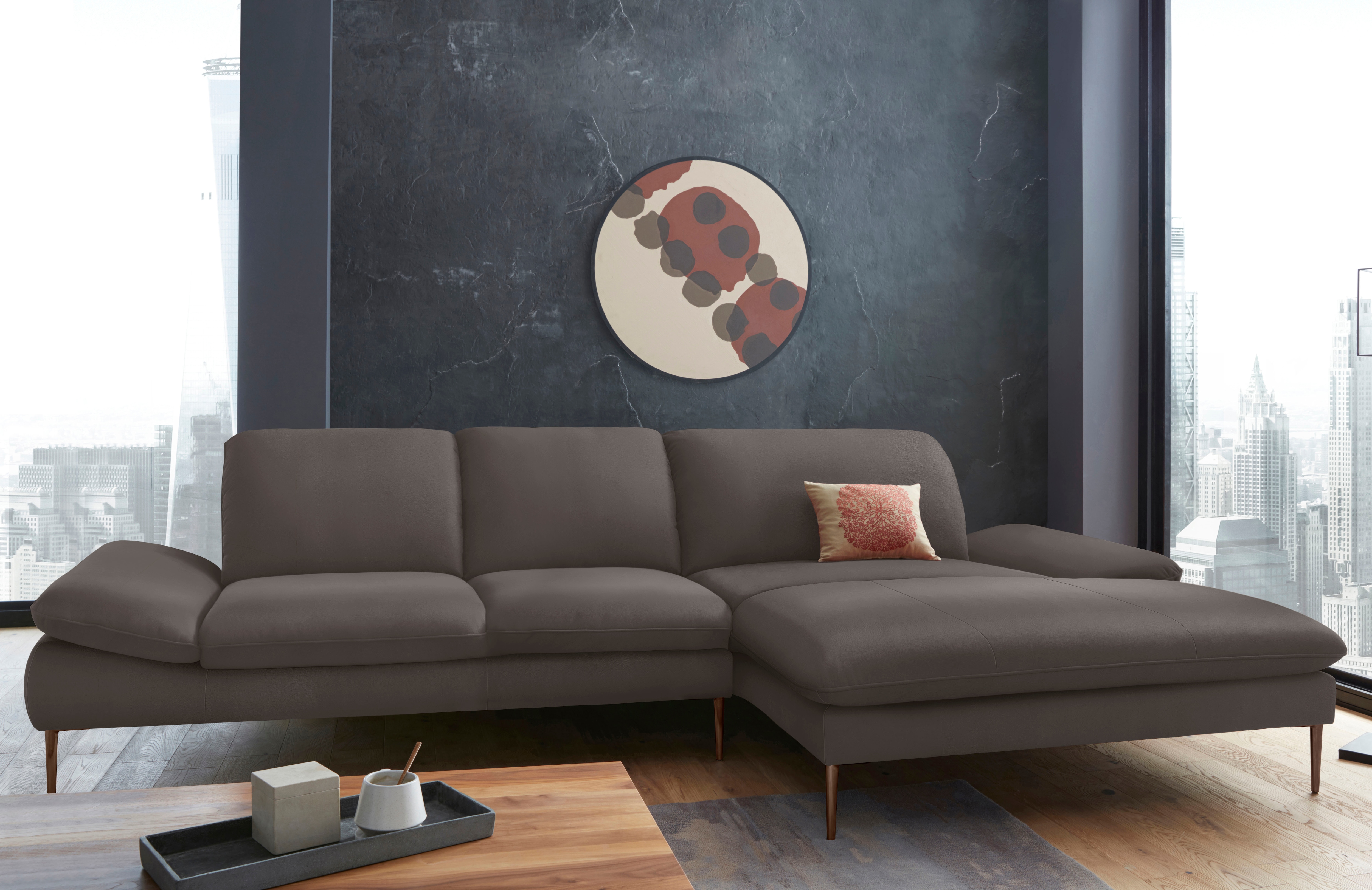 W.SCHILLIG Ecksofa "enjoy&MORE, Designsofa, bequem, elegant und zeitlos, L-Form" Sitztiefenverstellung, Füße bronze pulverbeschichtet, Breite 340 cm