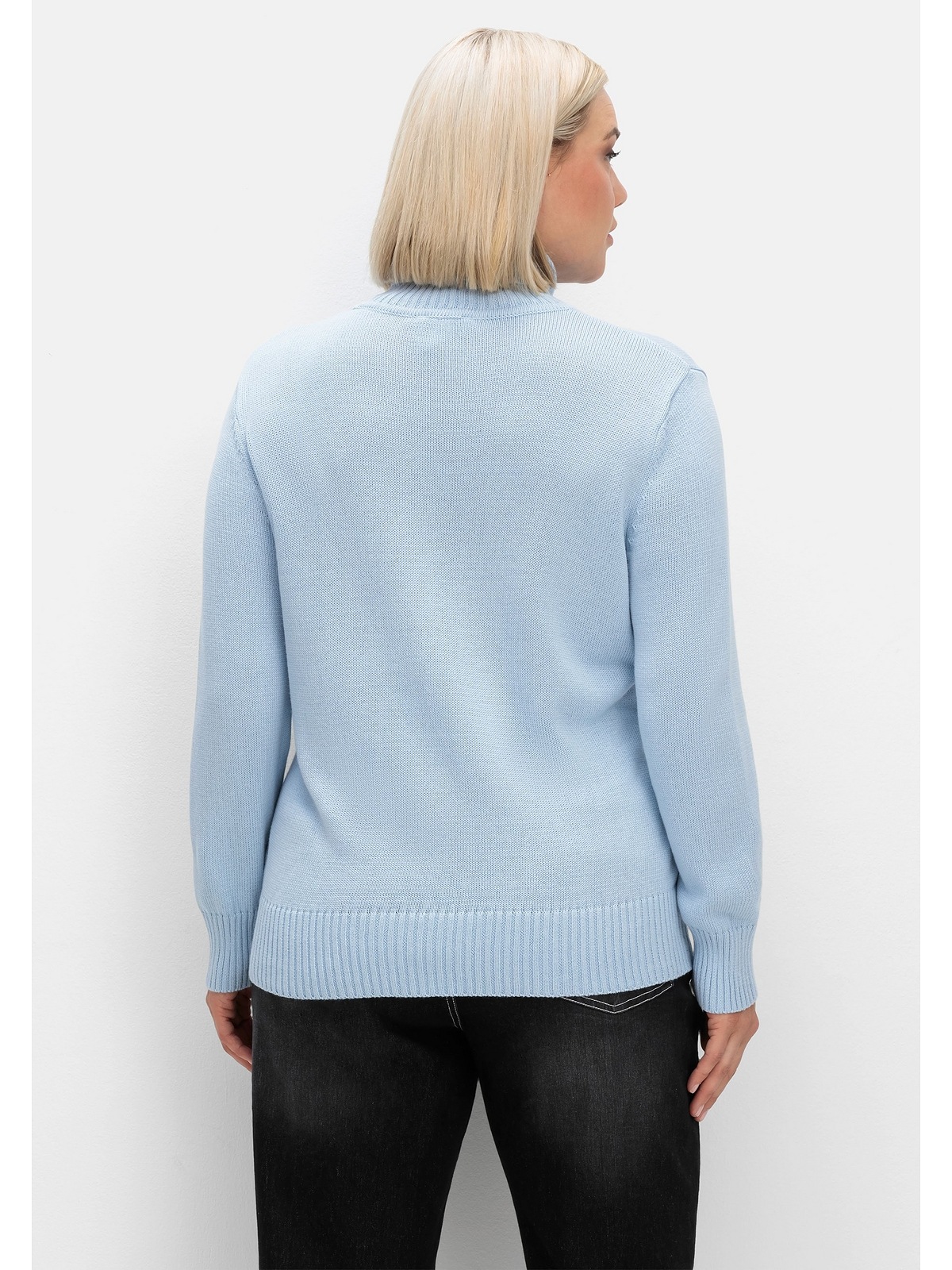 Sheego Rollkragenpullover »Große Größen«, aus Baumwoll-Mix, mit Rippbündchen