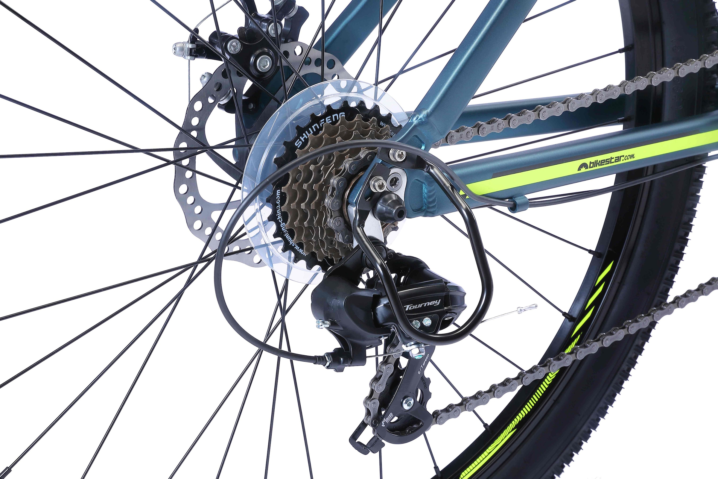 Bikestar Mountainbike, 21 Gang, Shimano, RD-TY300 Schaltwerk, Kettenschaltung, für Damen und Herren, Kettenschaltung